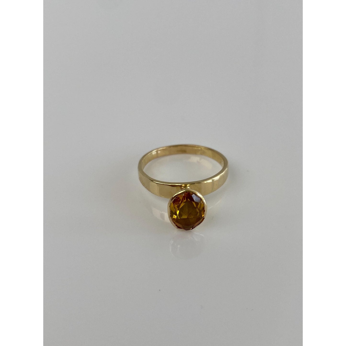 Vintage Solid 14k Yellow Gold Citrine Ring - Size 7.25