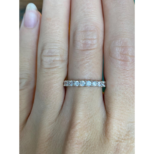 Vintage Solid 14k White Gold Cubic Zirconia Eternity Ring Band - Size 6.75