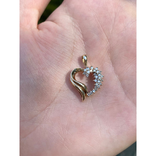 Vintage Solid 10k Yellow Gold Diamond Heart Charm