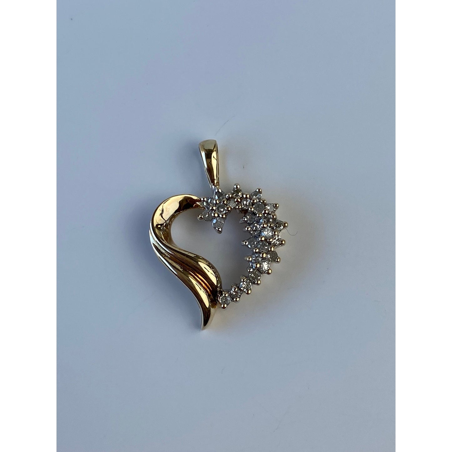 Vintage Solid 10k Yellow Gold Diamond Heart Charm