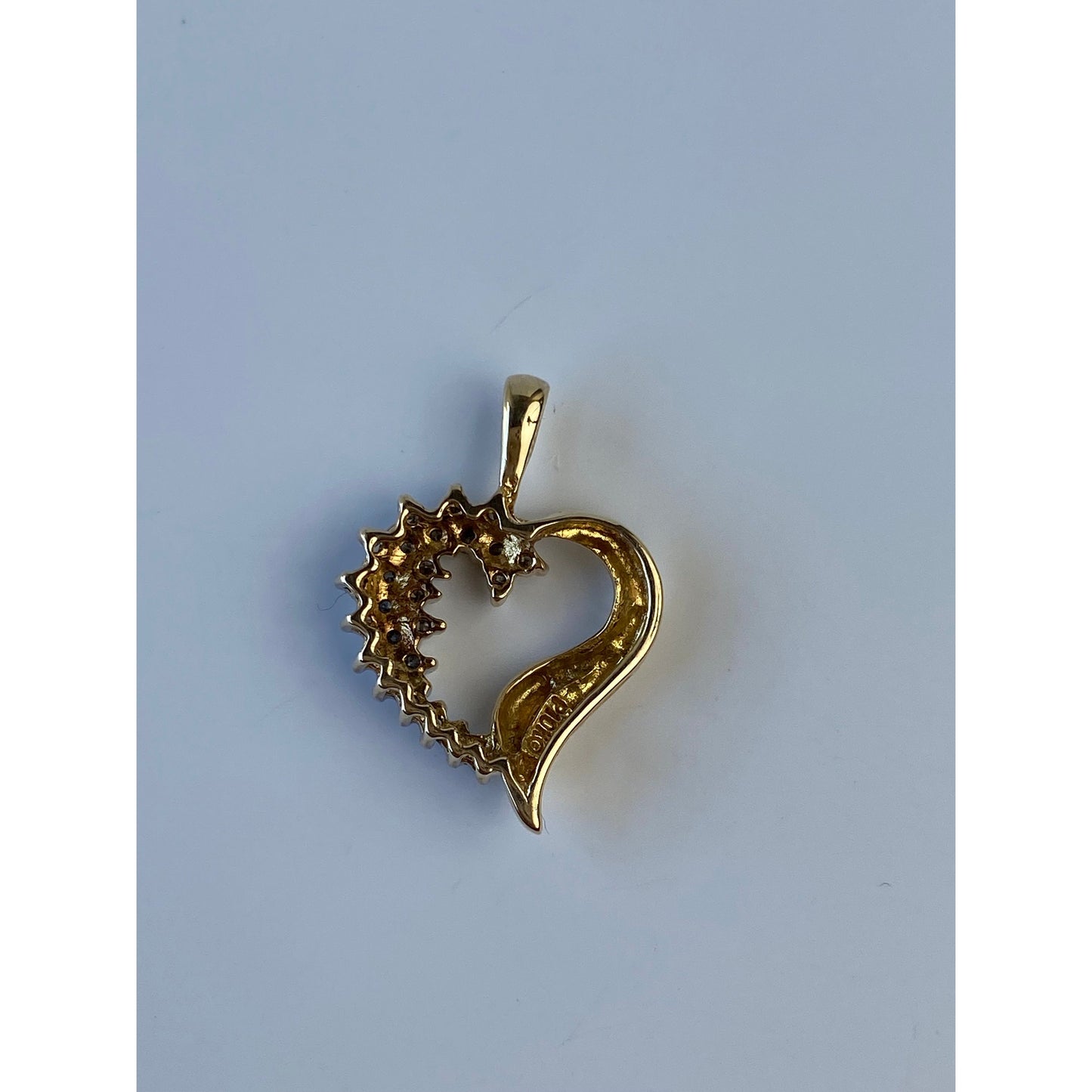 Vintage Solid 10k Yellow Gold Diamond Heart Charm