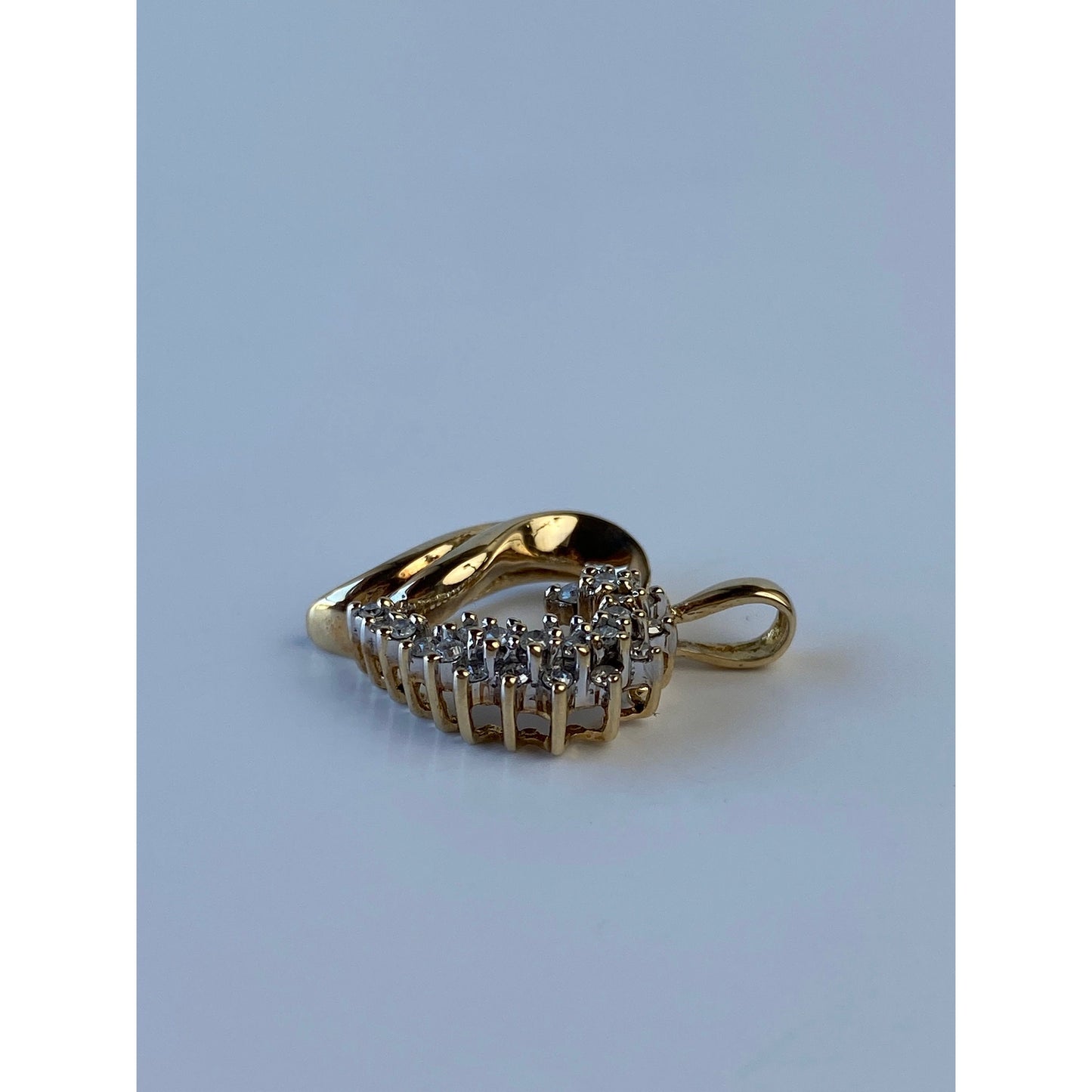 Vintage Solid 10k Yellow Gold Diamond Heart Charm
