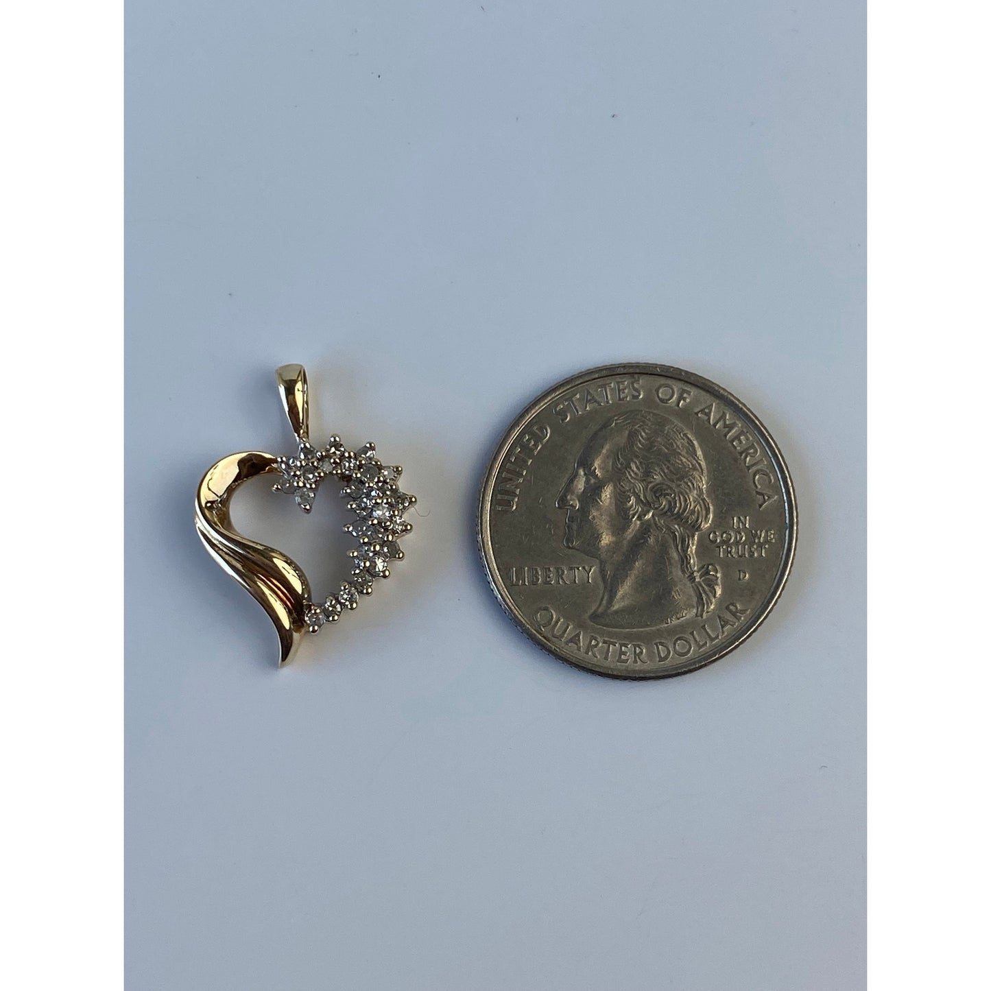 Vintage Solid 10k Yellow Gold Diamond Heart Charm