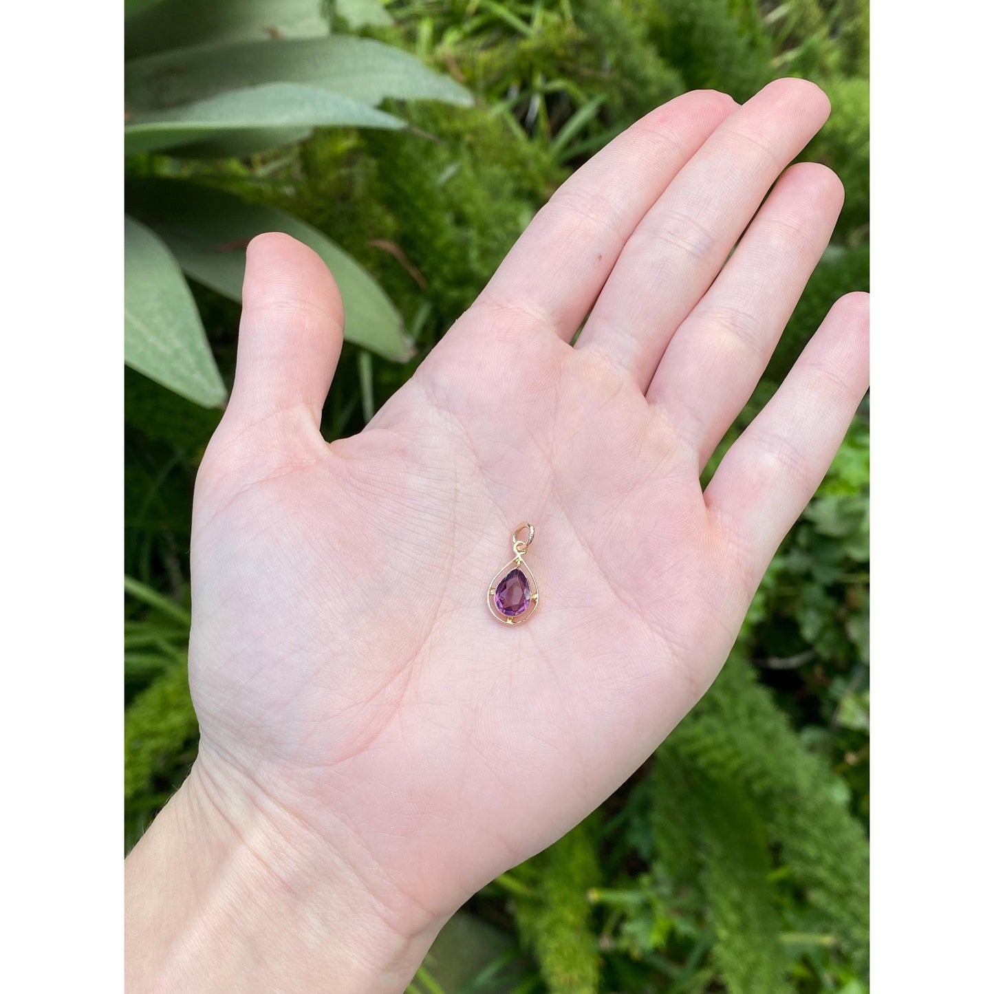 Vintage Solid 14k Yellow Gold Purple Cubic Zirconia Stick Pin Conversion Charm