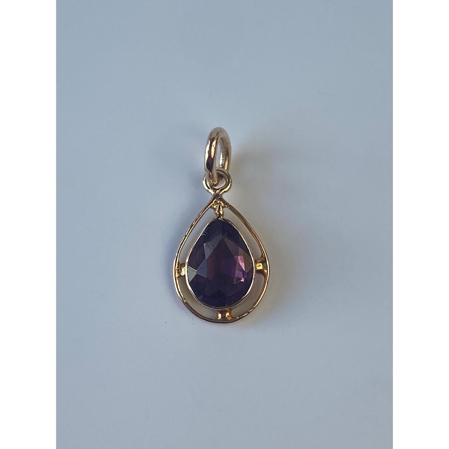 Vintage Solid 14k Yellow Gold Purple Cubic Zirconia Stick Pin Conversion Charm