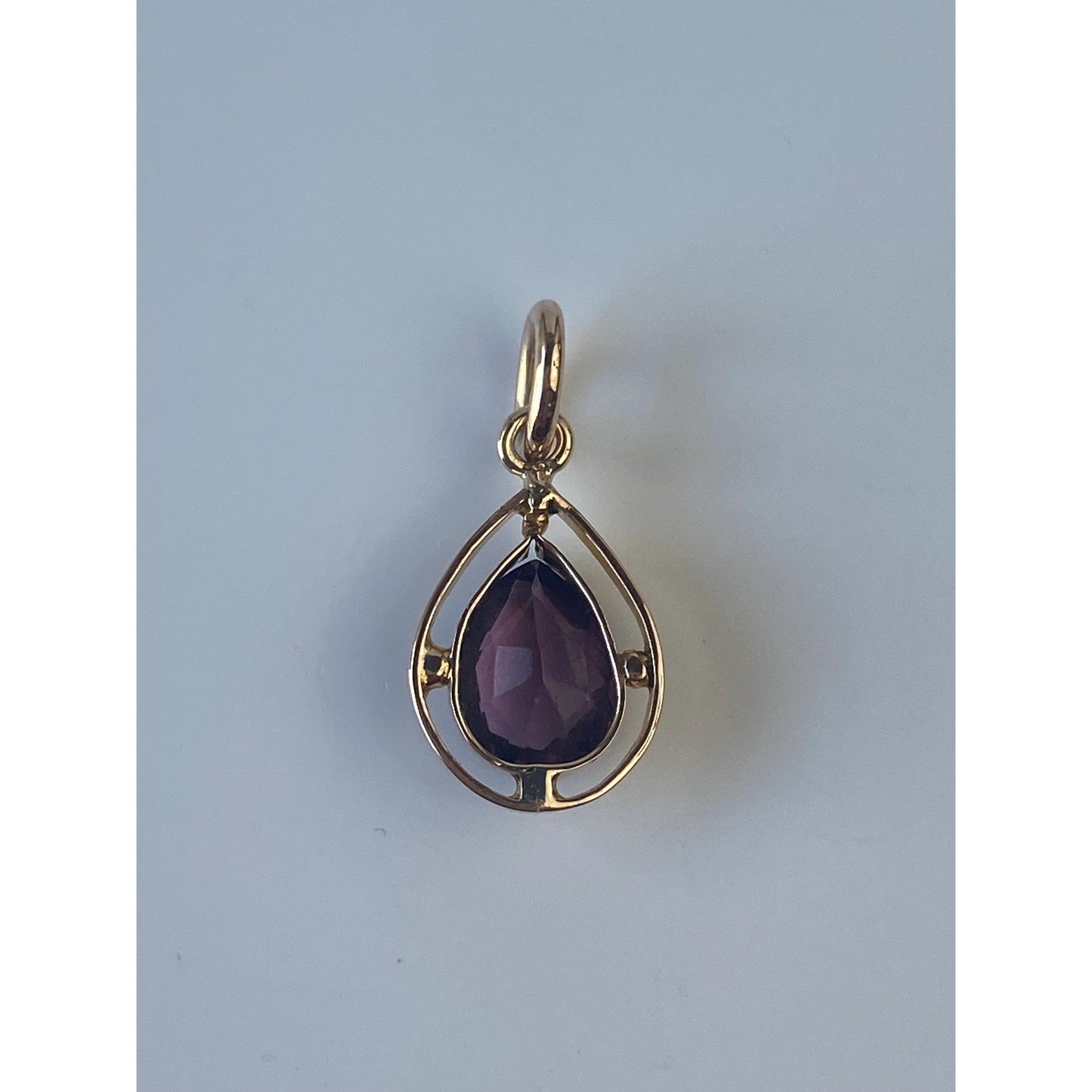 Vintage Solid 14k Yellow Gold Purple Cubic Zirconia Stick Pin Conversion Charm