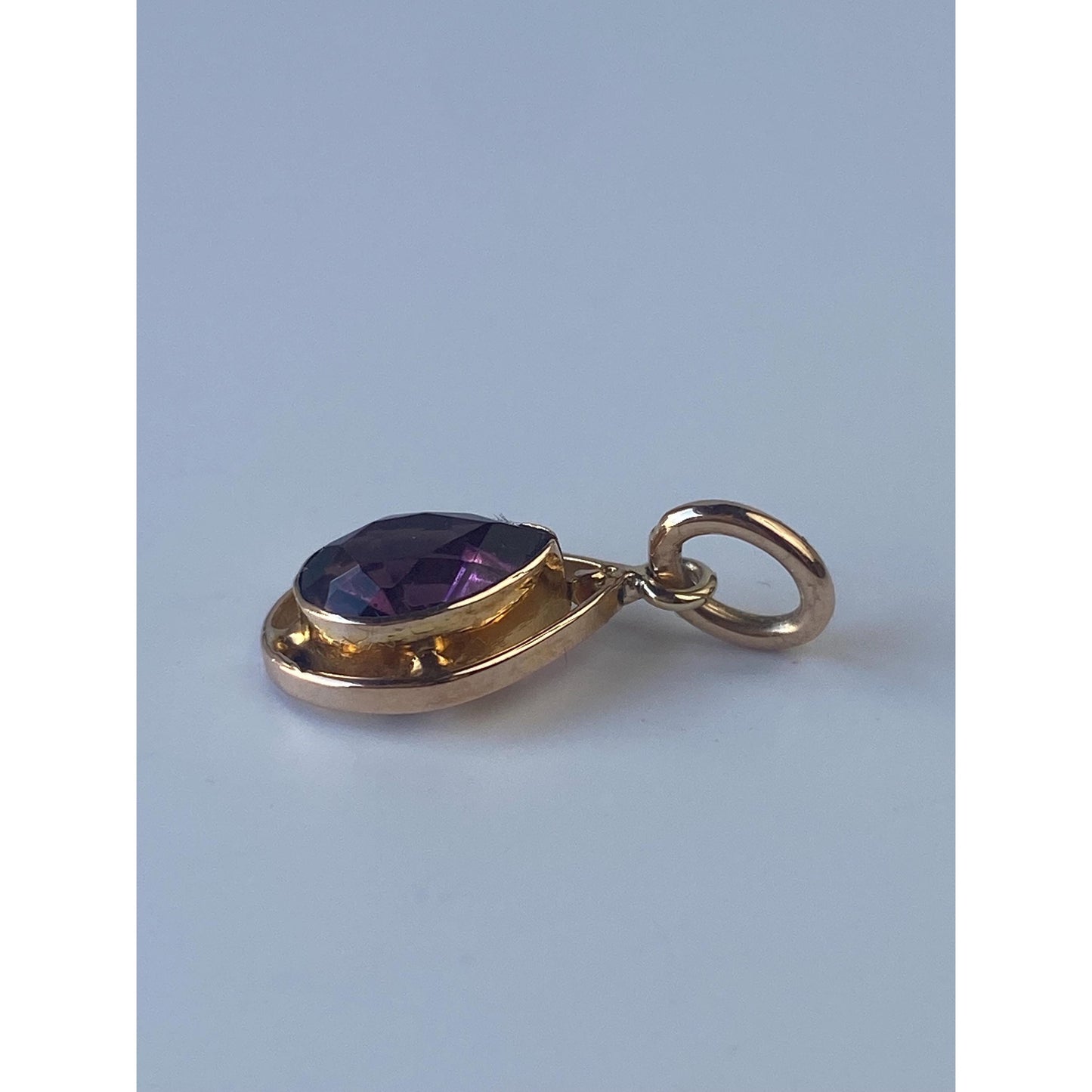Vintage Solid 14k Yellow Gold Purple Cubic Zirconia Stick Pin Conversion Charm