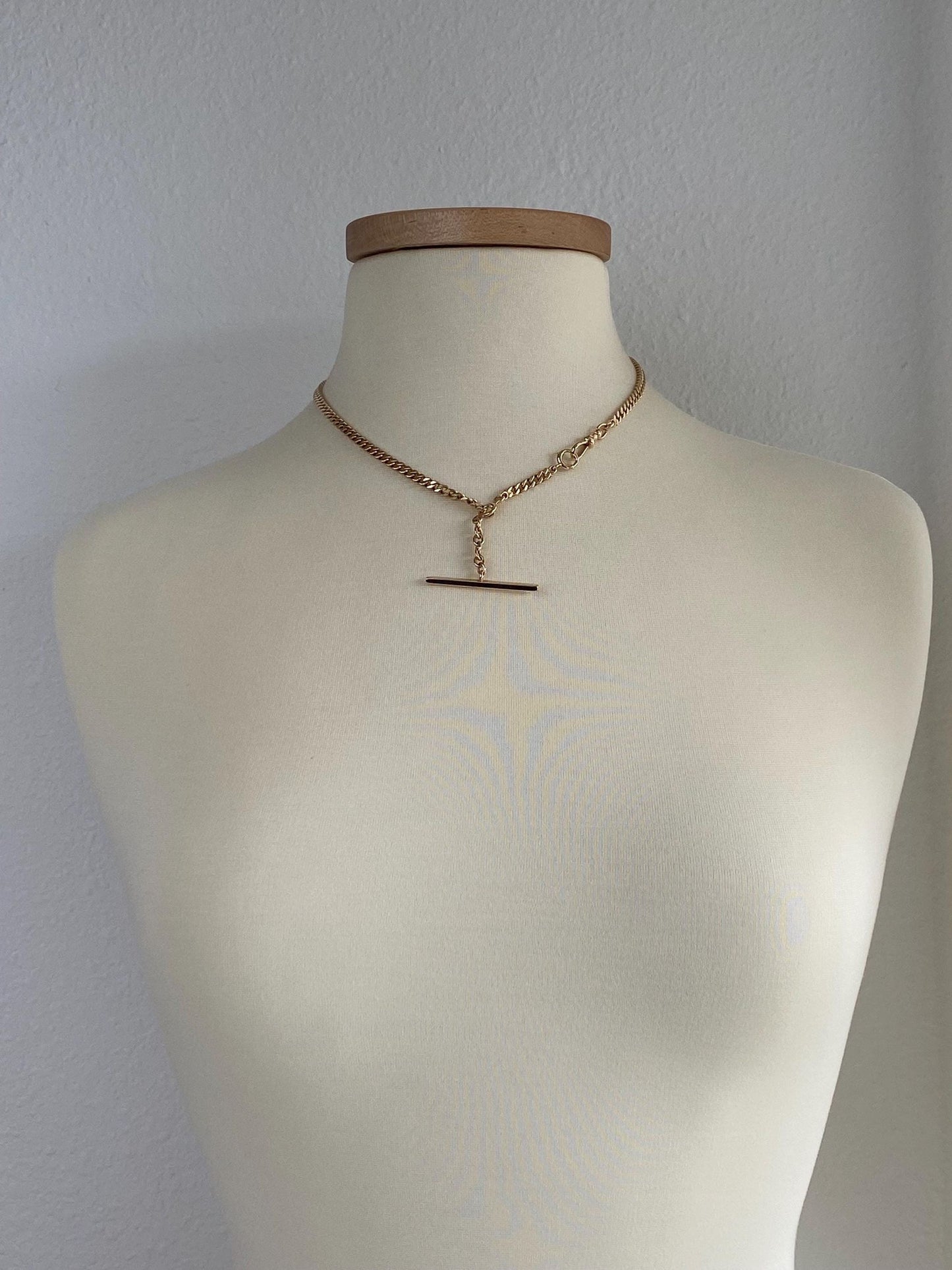 Vintage Solid 14k Yellow Gold Curb Chain Pocket Watch Necklace - 17.5 inches