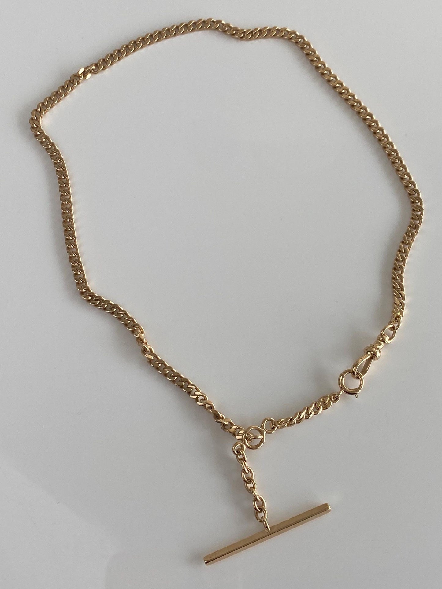 Vintage Solid 14k Yellow Gold Curb Chain Pocket Watch Necklace - 17.5 inches