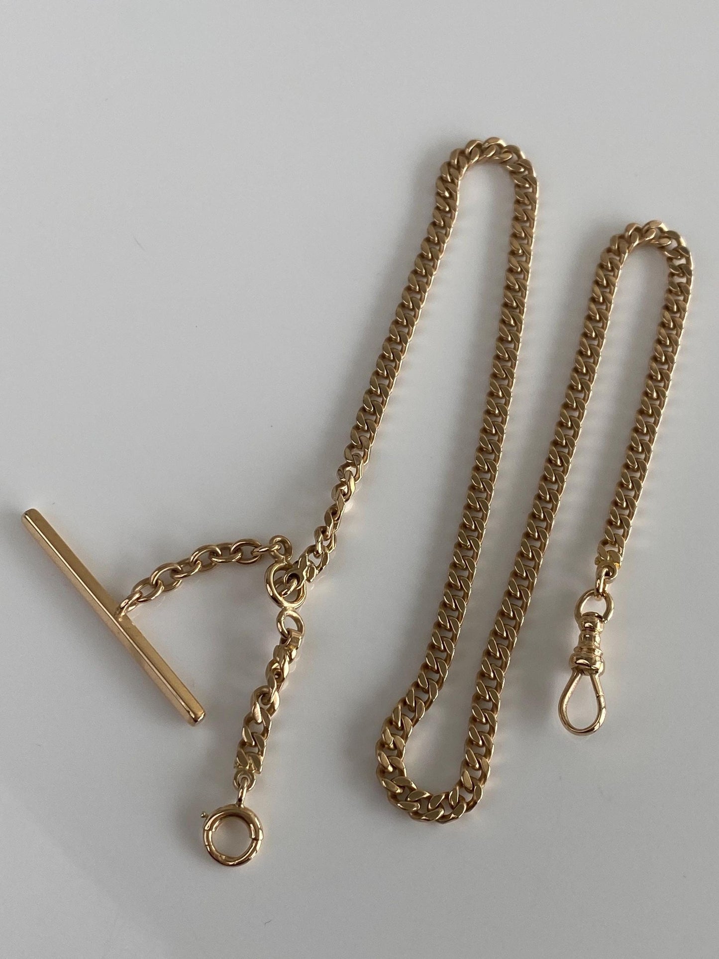 Vintage Solid 14k Yellow Gold Curb Chain Pocket Watch Necklace - 17.5 inches