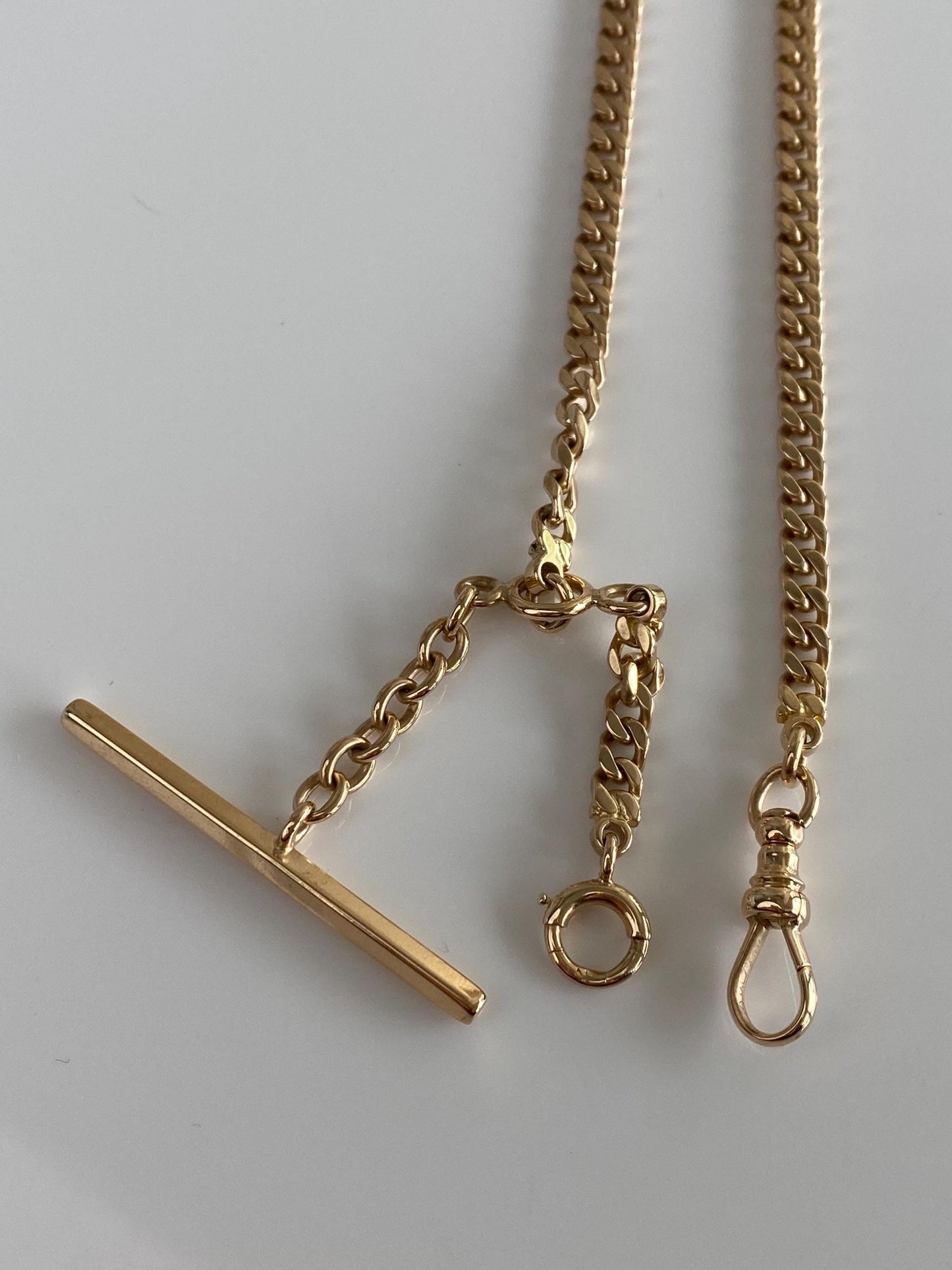 Vintage Solid 14k Yellow Gold Curb Chain Pocket Watch Necklace - 17.5 inches