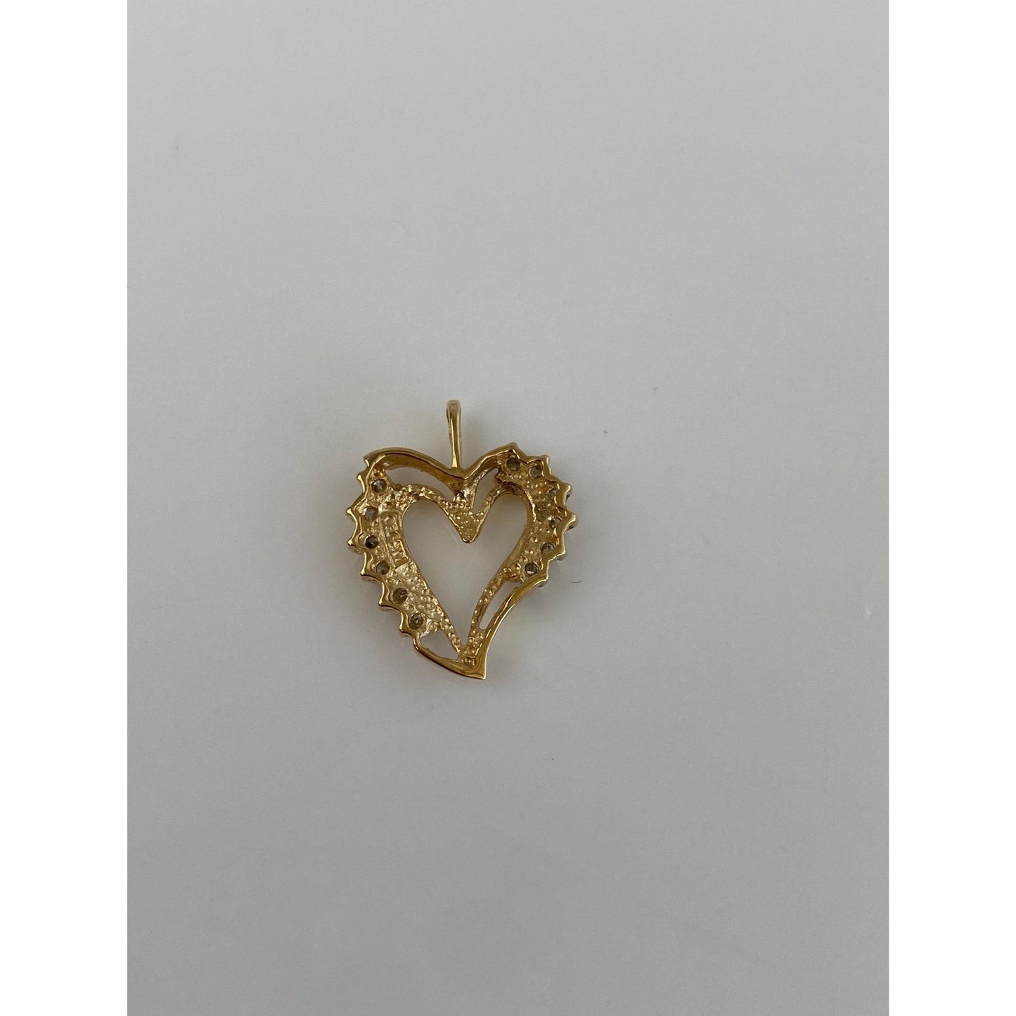 Solid 14k Yellow Gold Diamond Heart Pendant