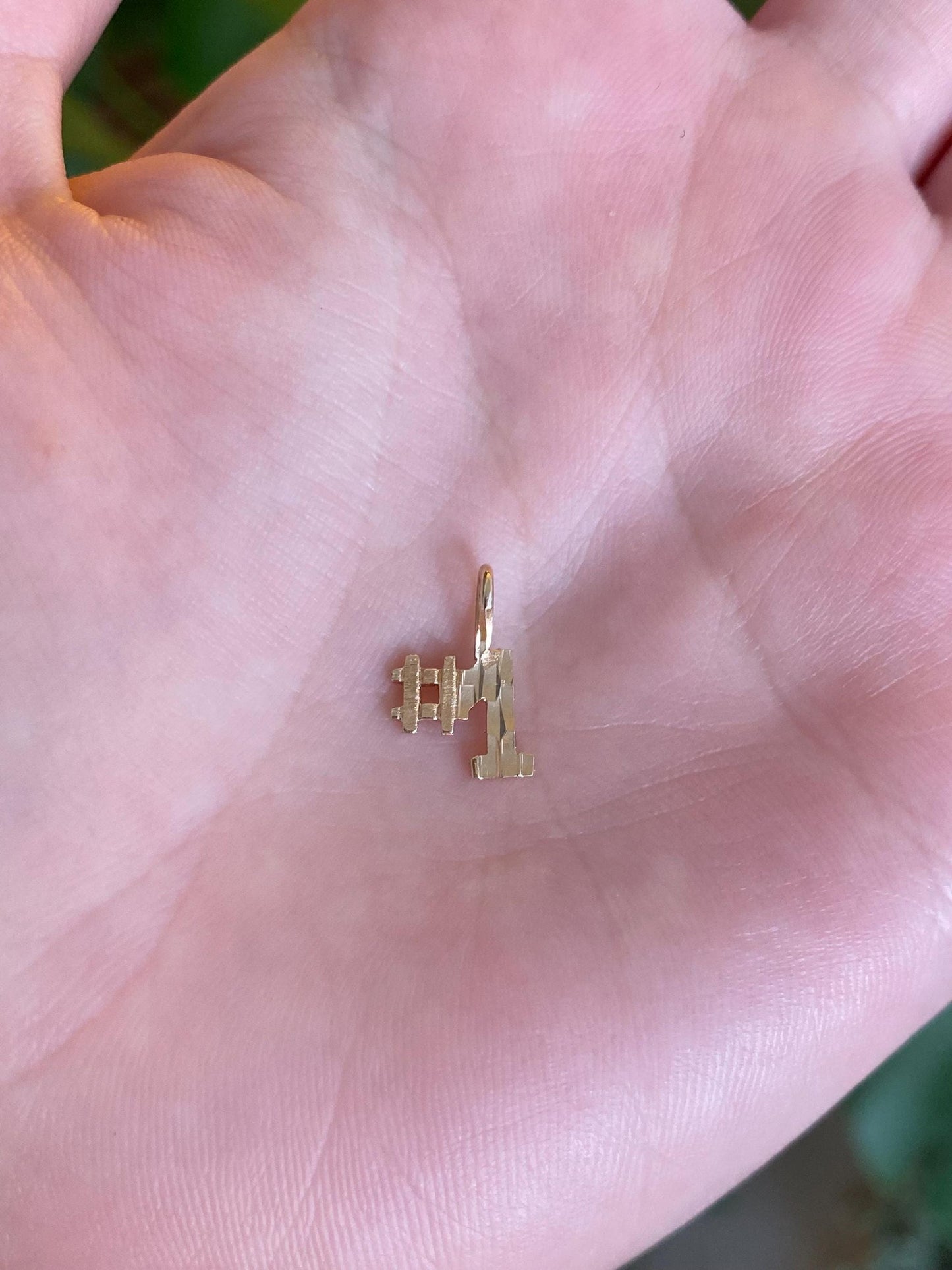 Vintage Solid 14k Yellow Gold Diamond Cut #1 Charm