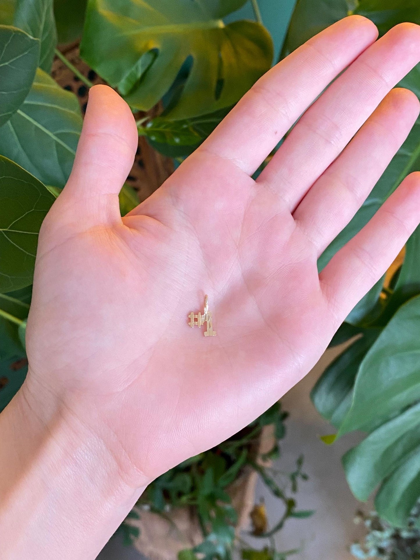 Vintage Solid 14k Yellow Gold Diamond Cut #1 Charm