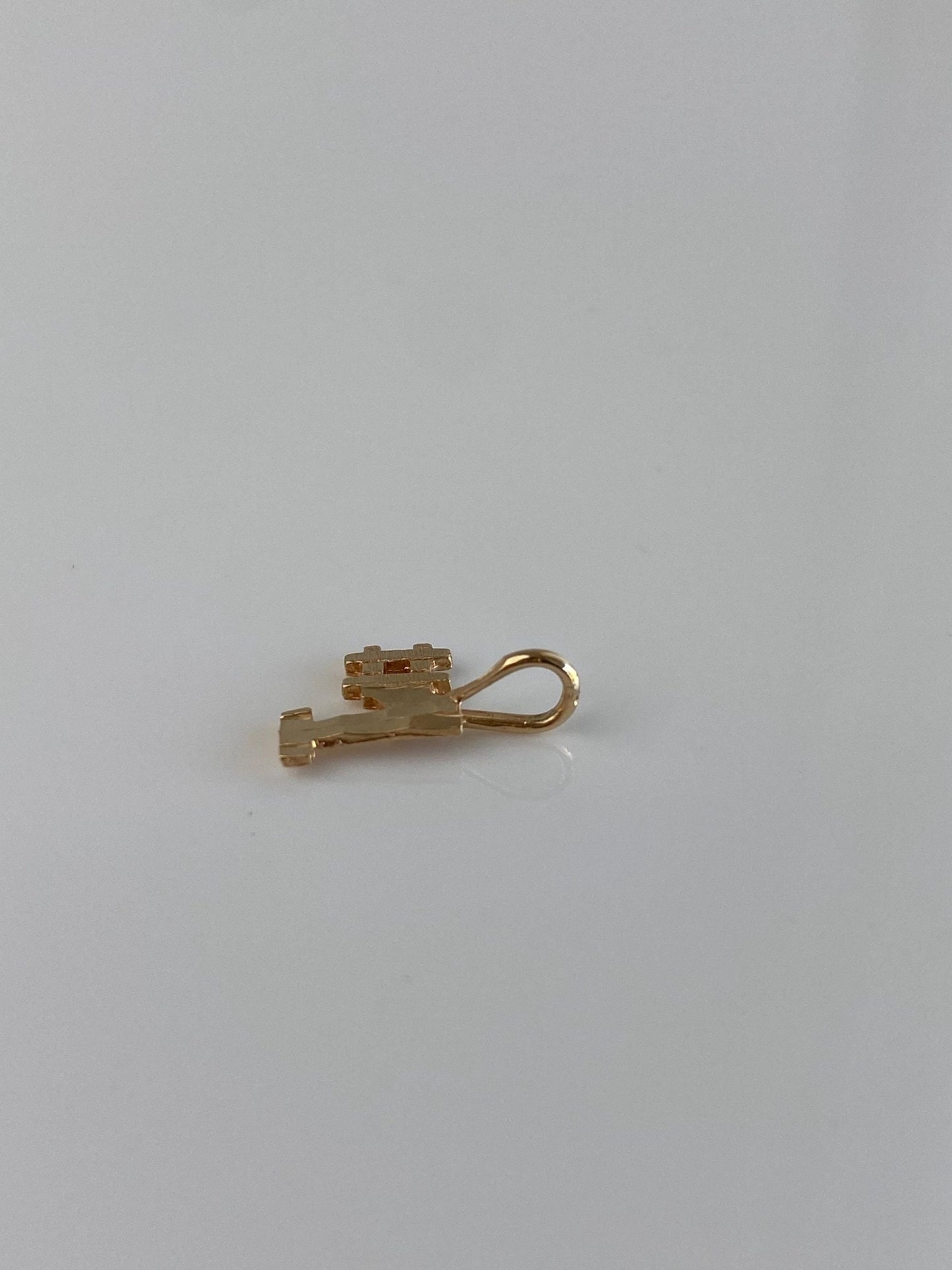 Vintage Solid 14k Yellow Gold Diamond Cut #1 Charm
