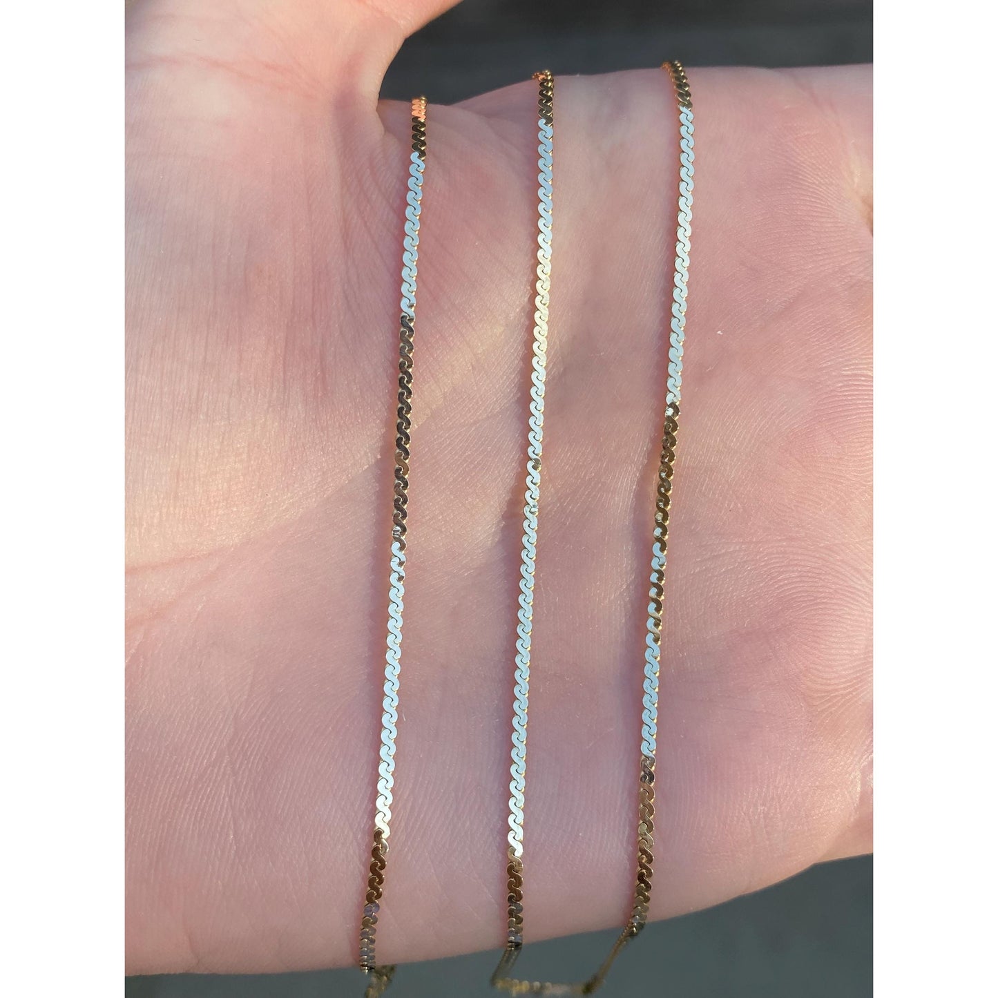 Vintage Solid 14k Yellow Gold Long Serpentine Chain Necklace - 23.75 inches