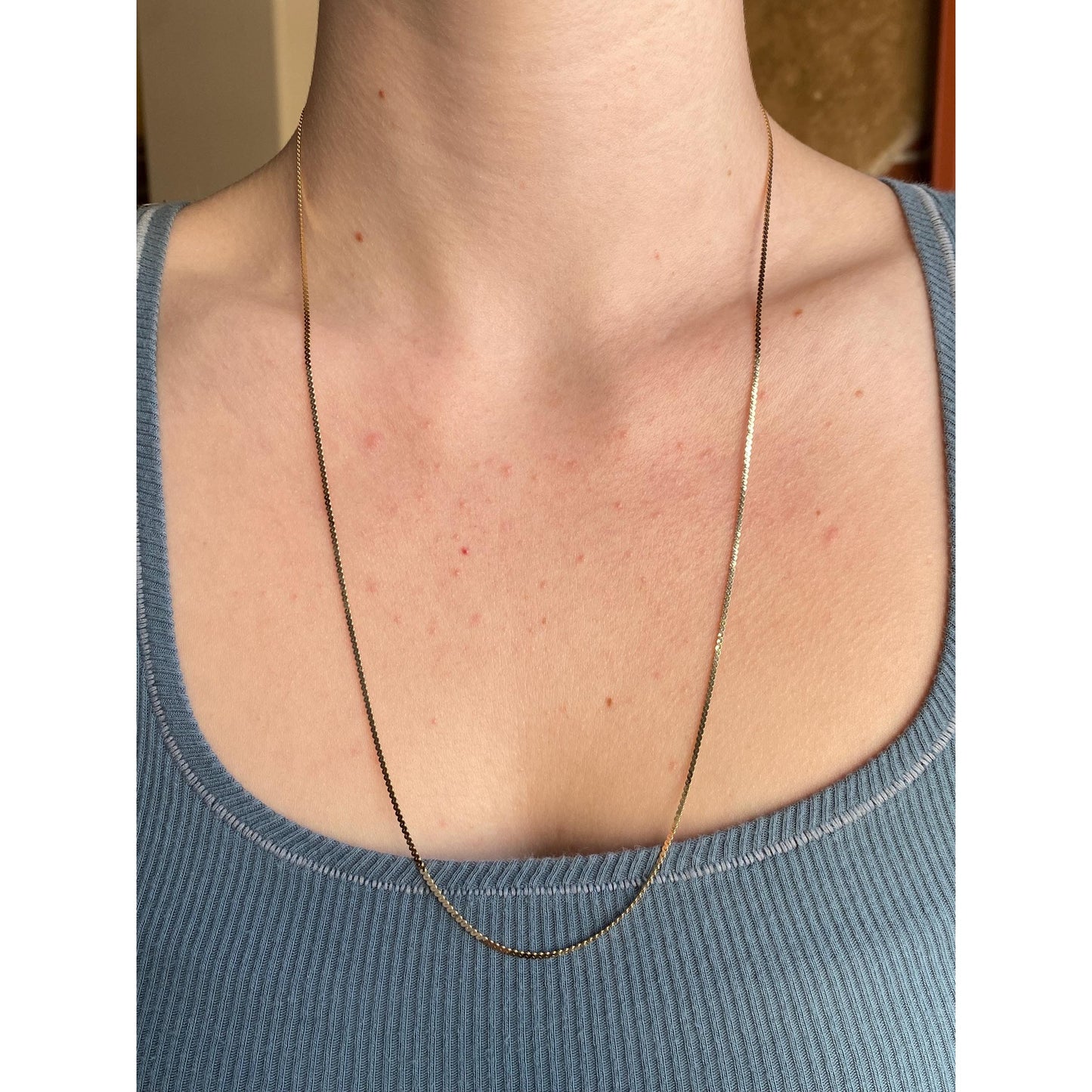 Vintage Solid 14k Yellow Gold Long Serpentine Chain Necklace - 23.75 inches