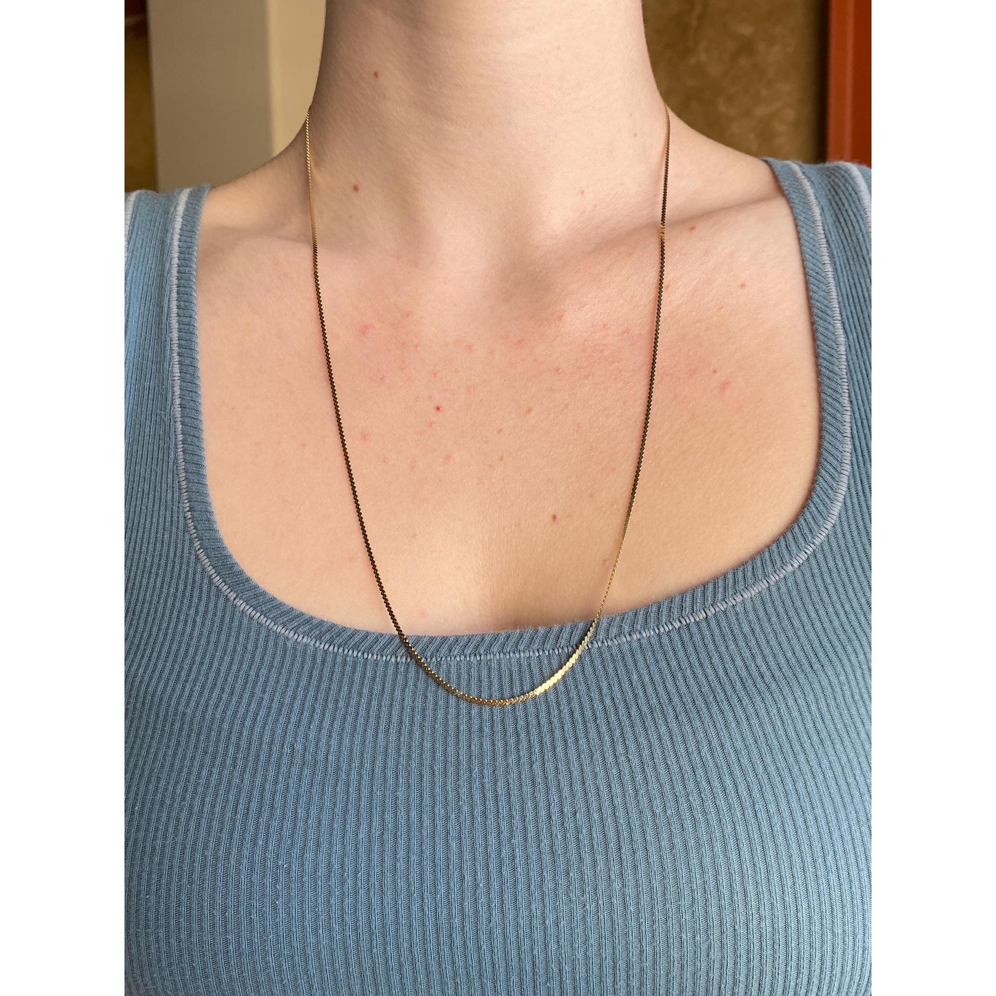 Vintage Solid 14k Yellow Gold Long Serpentine Chain Necklace - 23.75 inches