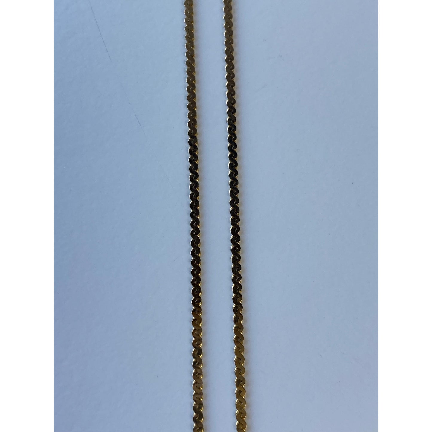 Vintage Solid 14k Yellow Gold Long Serpentine Chain Necklace - 23.75 inches