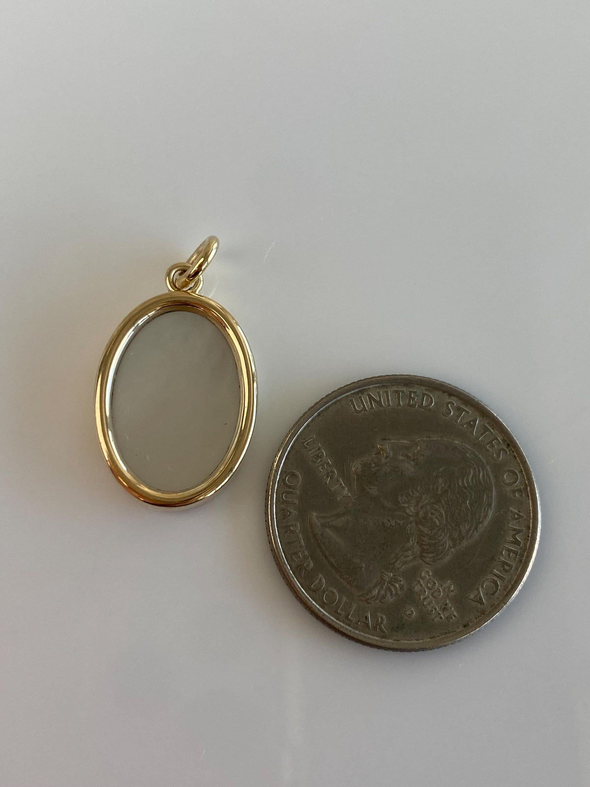 Vintage Solid 14k Yellow Gold Mother of Pearl Cufflink Conversion Charm