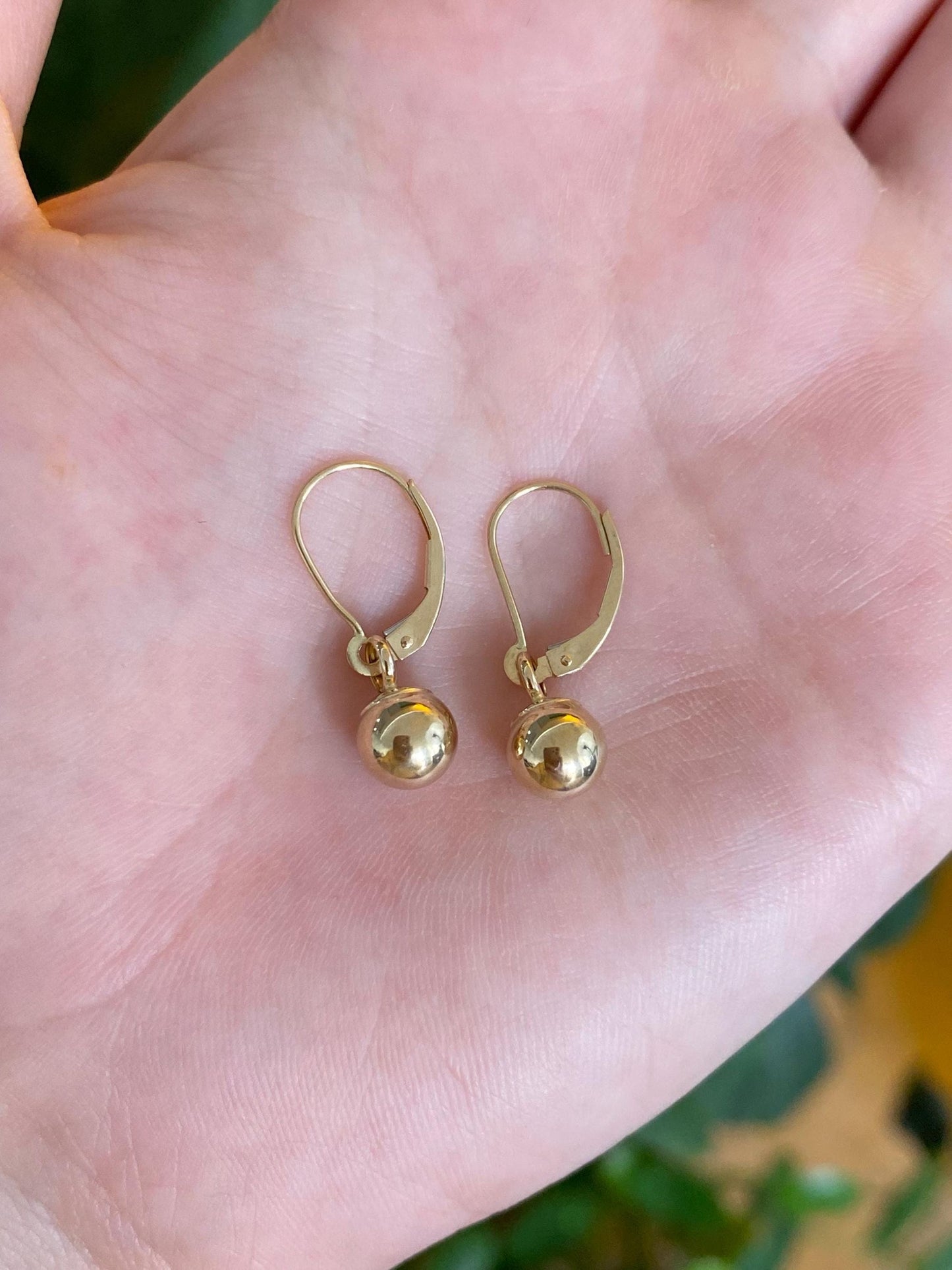 Vintage 14k Yellow Gold Ball Dangle Earrings