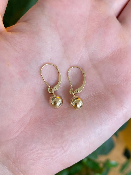 Vintage 14k Yellow Gold Ball Dangle Earrings