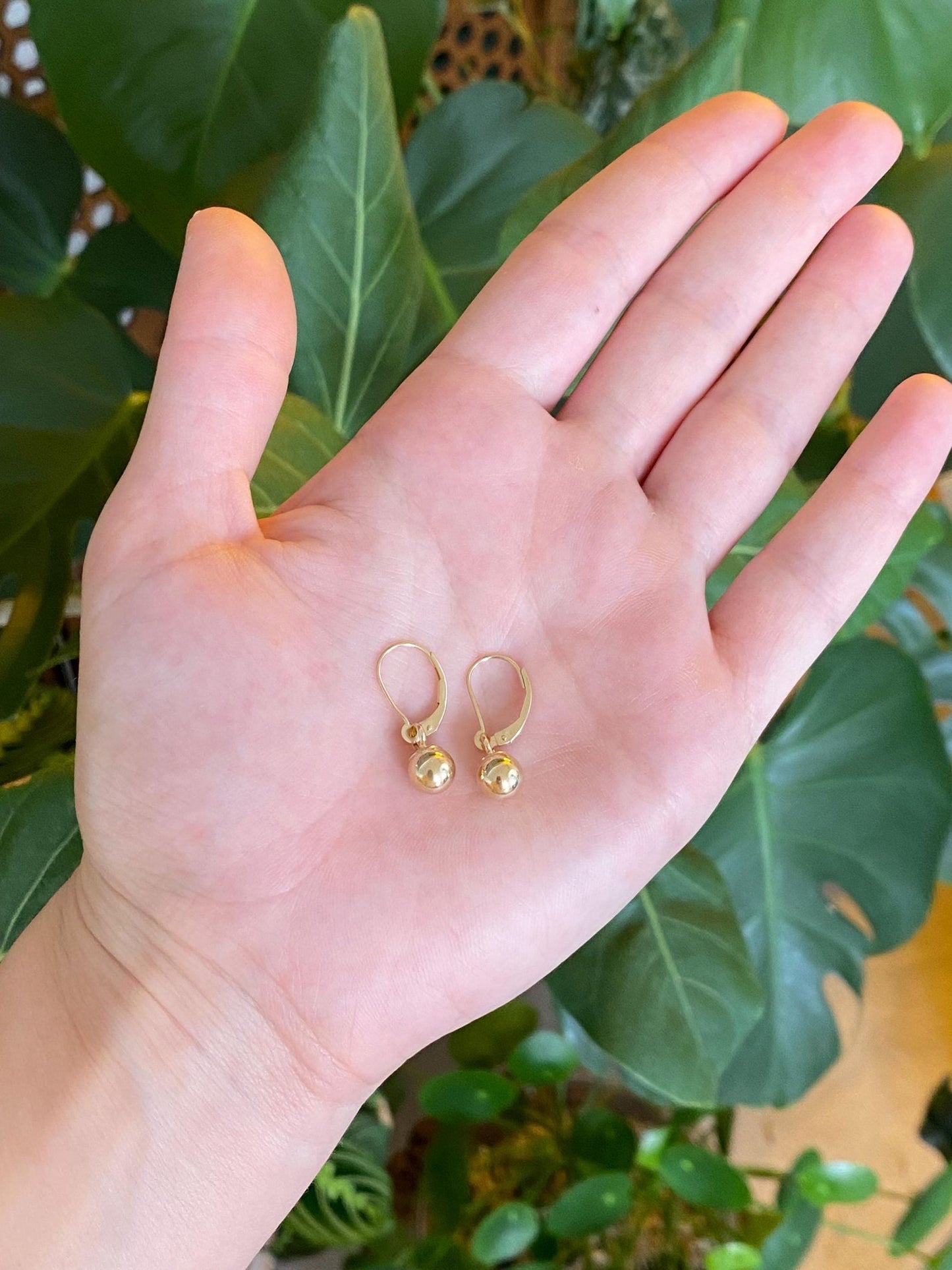 Vintage 14k Yellow Gold Ball Dangle Earrings
