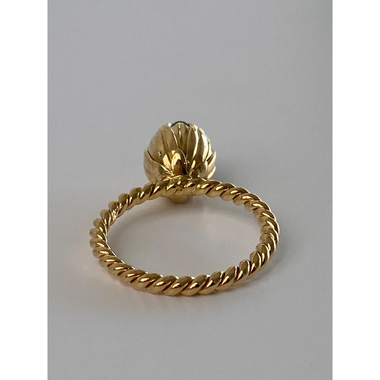 Vintage Solid 18k Yellow Gold Emerald Halo Diamond Ring - Size 6.75