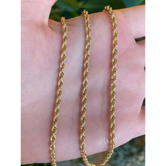 Vintage Solid 14k Yellow Gold Rope Chain Necklace - 19.75 inches