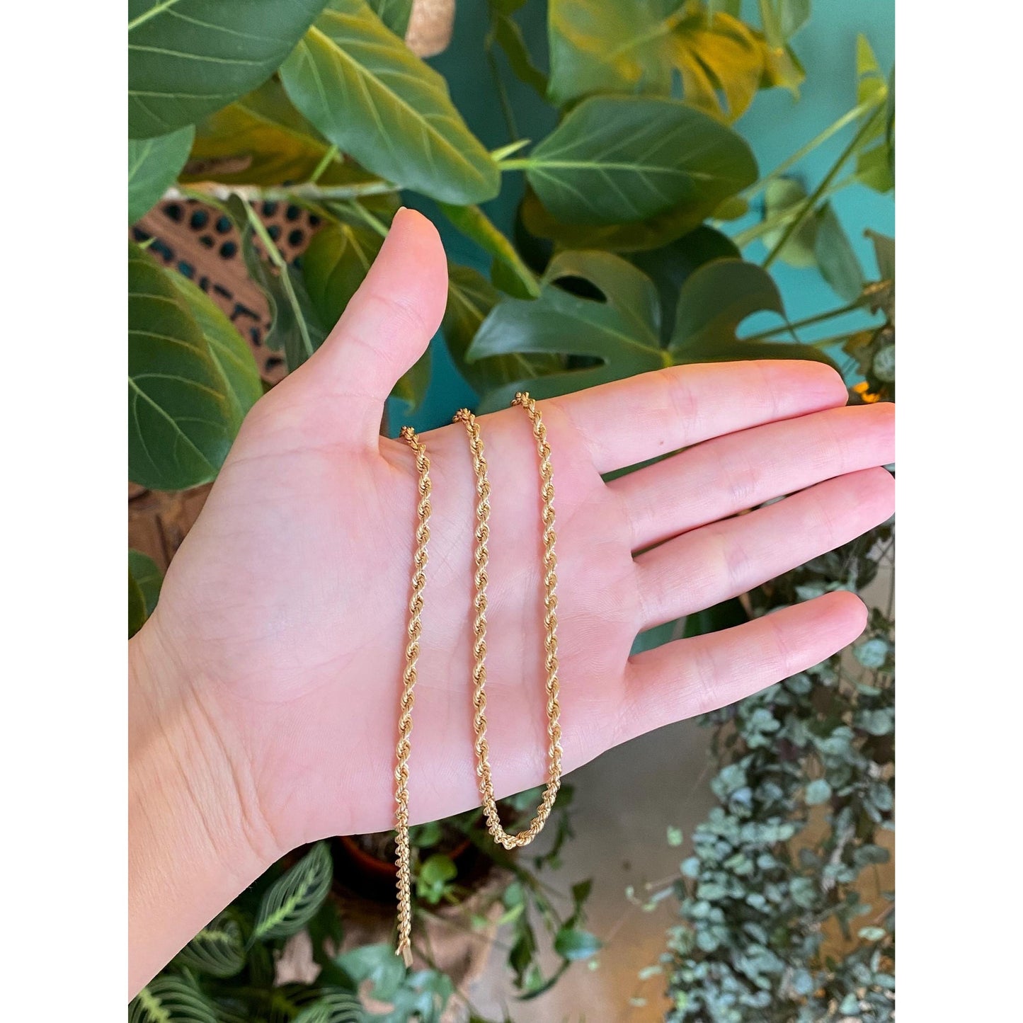 Vintage Solid 14k Yellow Gold Rope Chain Necklace - 19.75 inches