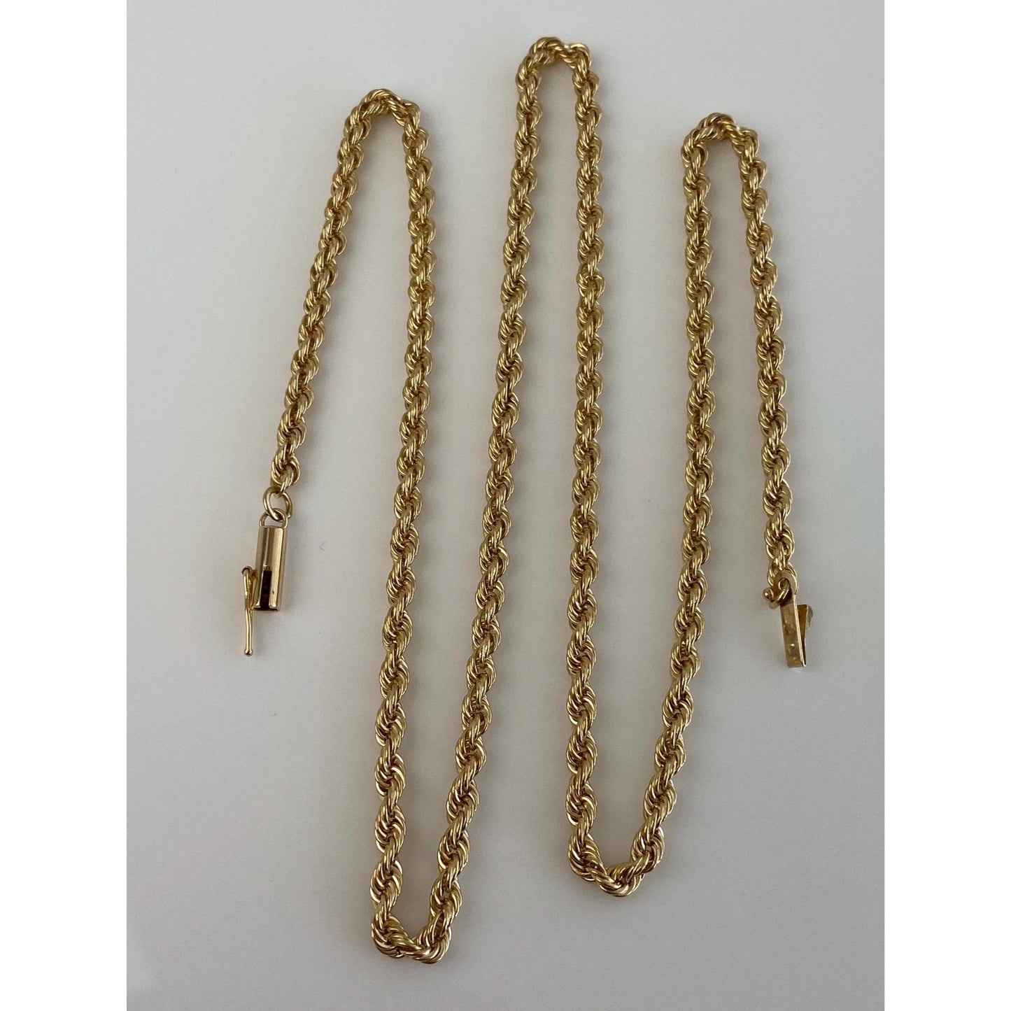 Vintage Solid 14k Yellow Gold Rope Chain Necklace - 19.75 inches
