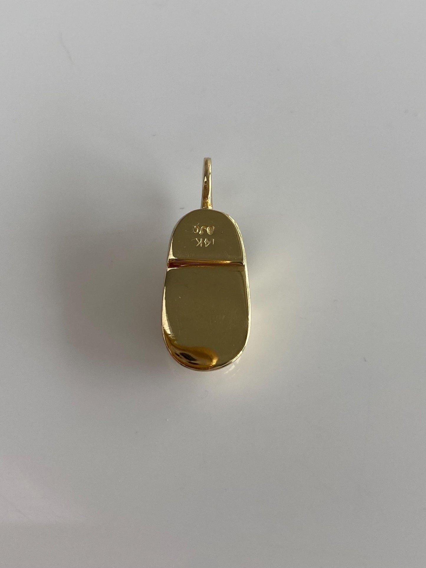 Vintage Solid 14k Yellow Gold Star Set Diamond Baby Shoe Charm