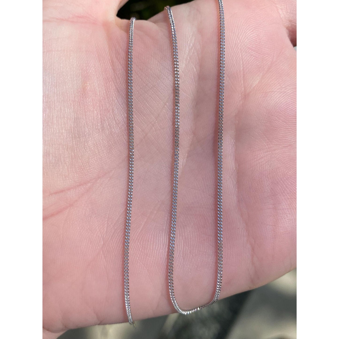 Vintage Solid 14k White Gold Tight Curb Chain Necklace - 16.25 inches