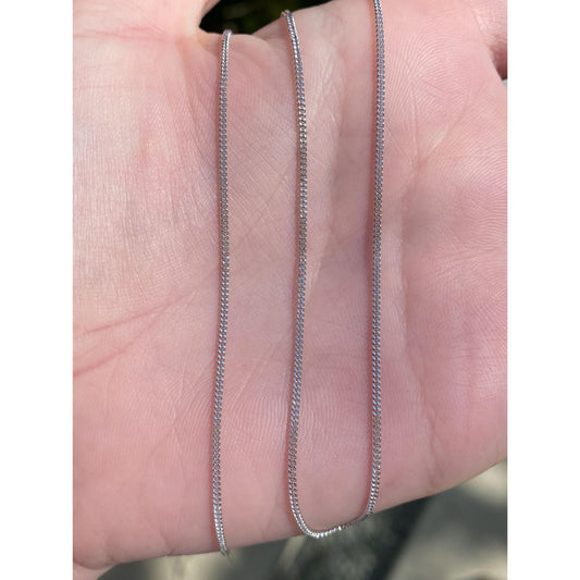 Vintage Solid 14k White Gold Tight Curb Chain Necklace - 16.25 inches