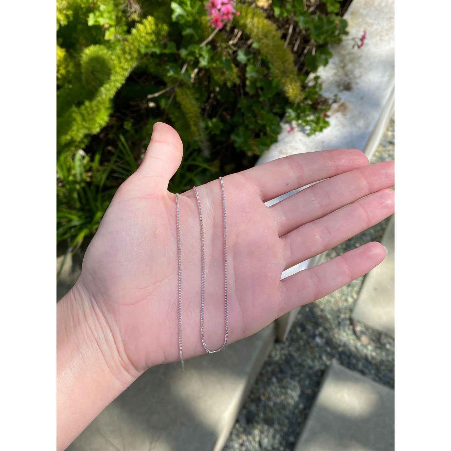 Vintage Solid 14k White Gold Tight Curb Chain Necklace - 16.25 inches