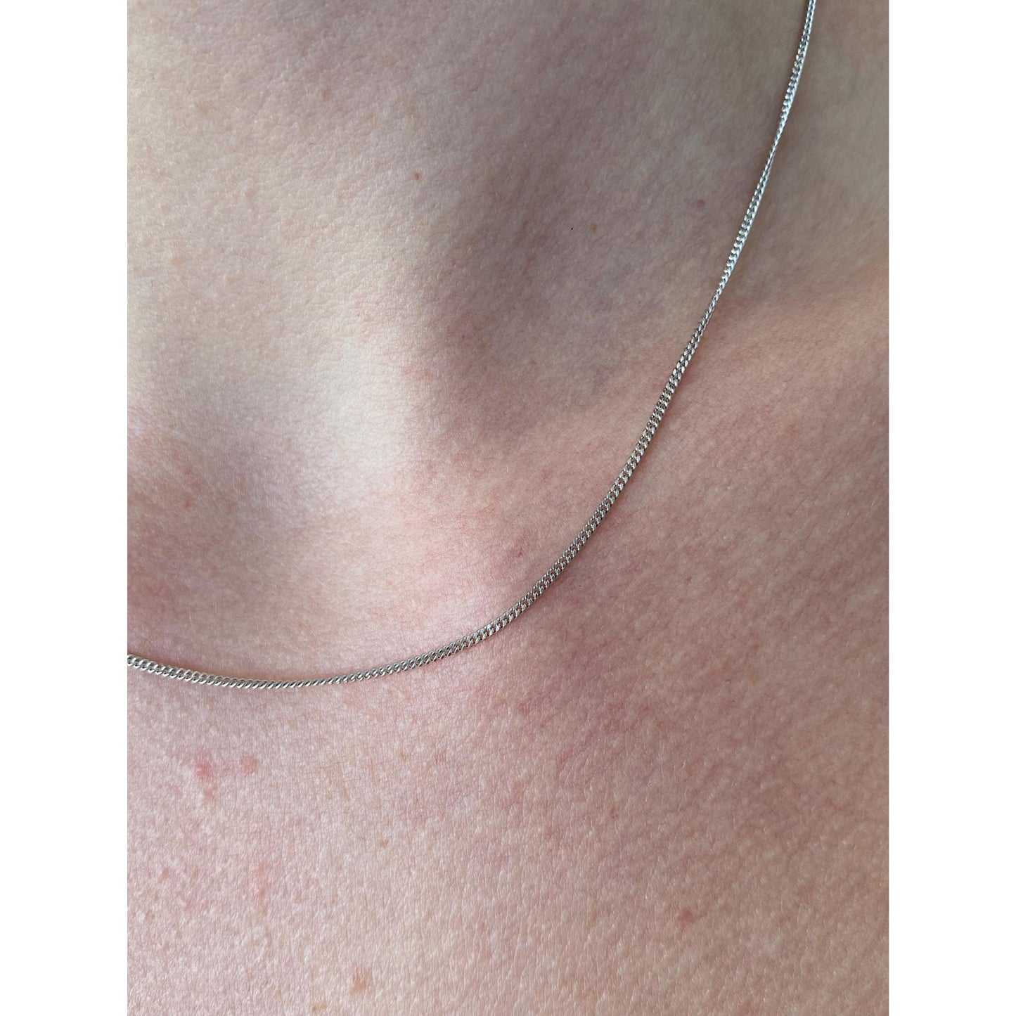 Vintage Solid 14k White Gold Tight Curb Chain Necklace - 16.25 inches