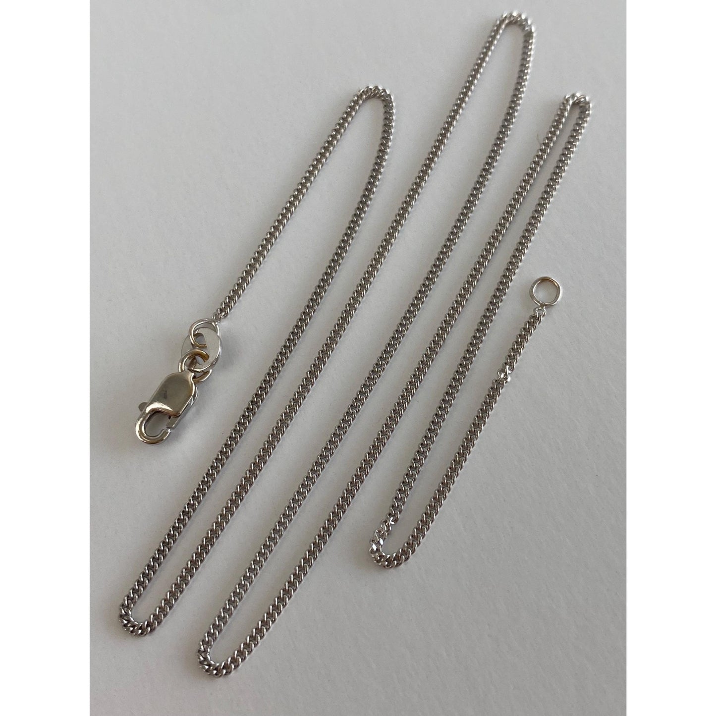 Vintage Solid 14k White Gold Tight Curb Chain Necklace - 16.25 inches