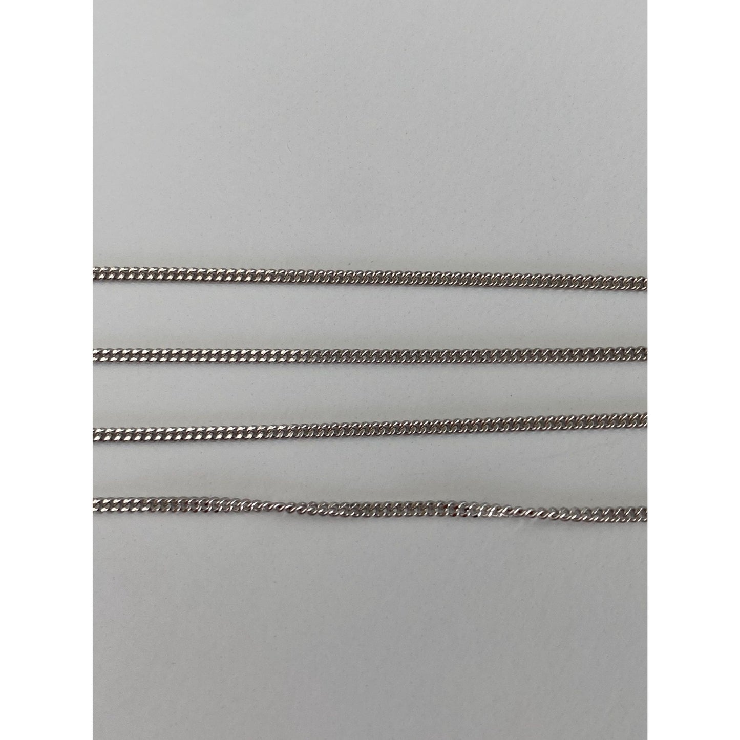 Vintage Solid 14k White Gold Tight Curb Chain Necklace - 16.25 inches