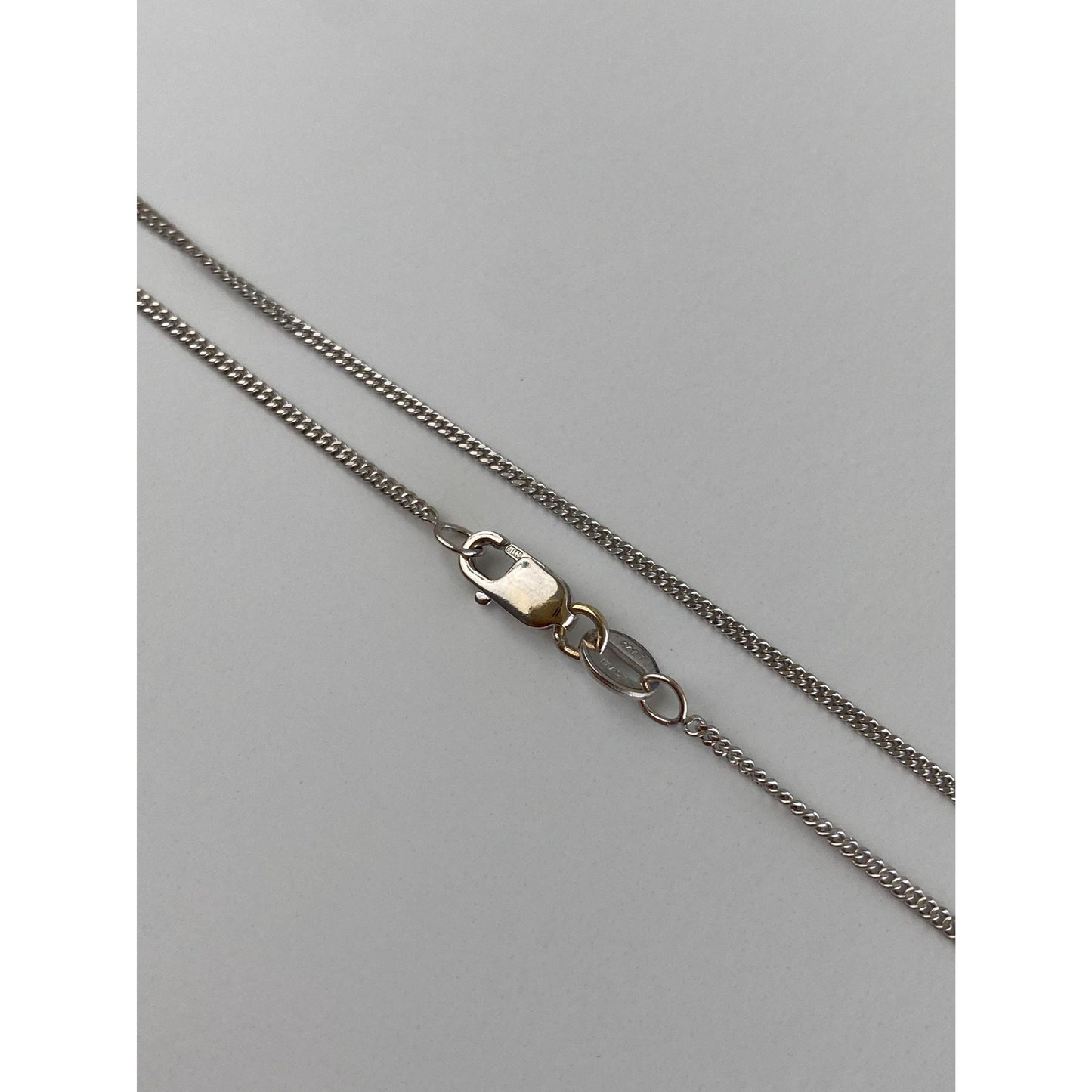 Vintage Solid 14k White Gold Tight Curb Chain Necklace - 16.25 inches