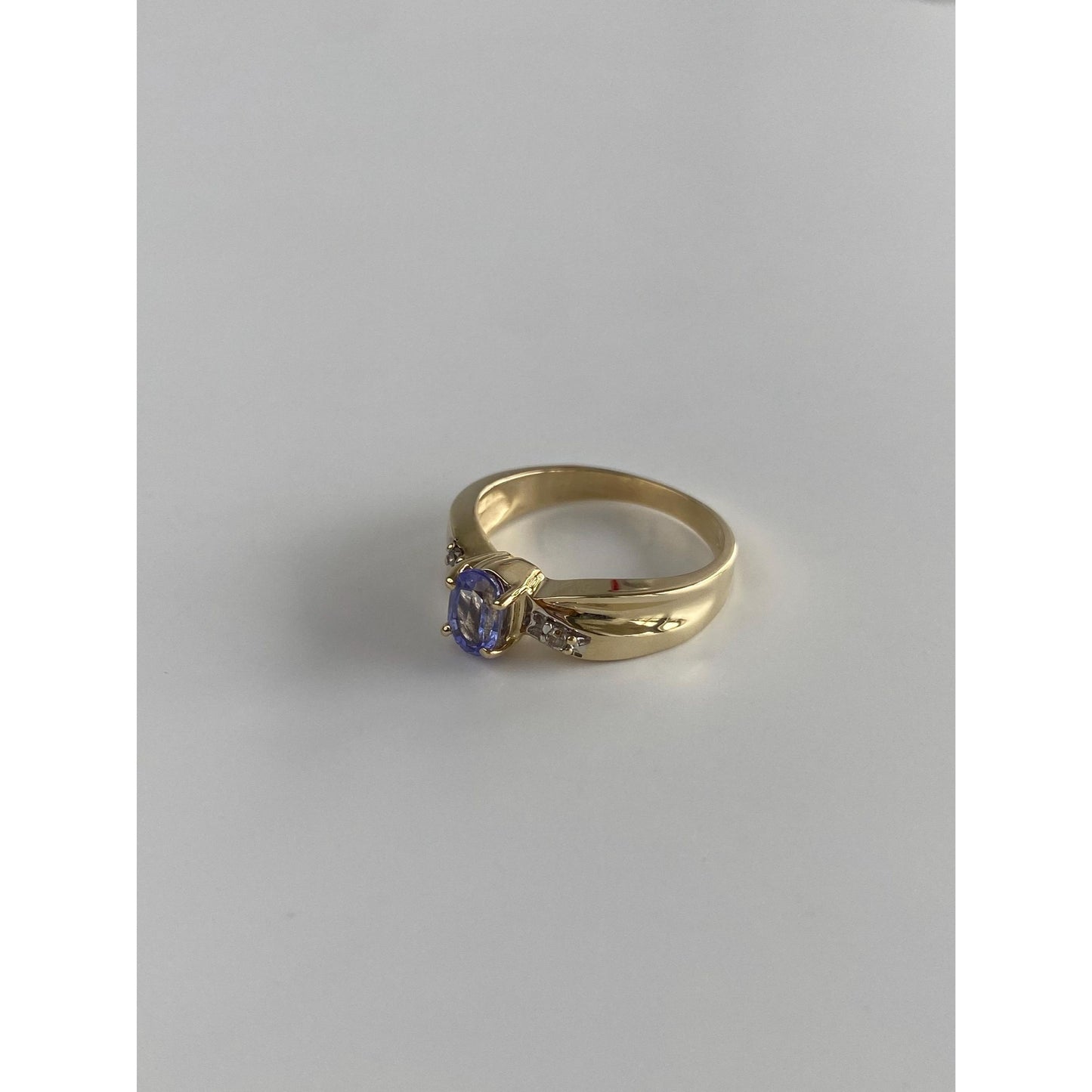 Solid 10k Yellow Gold Tanzanite Diamond Ring - Size 5.5