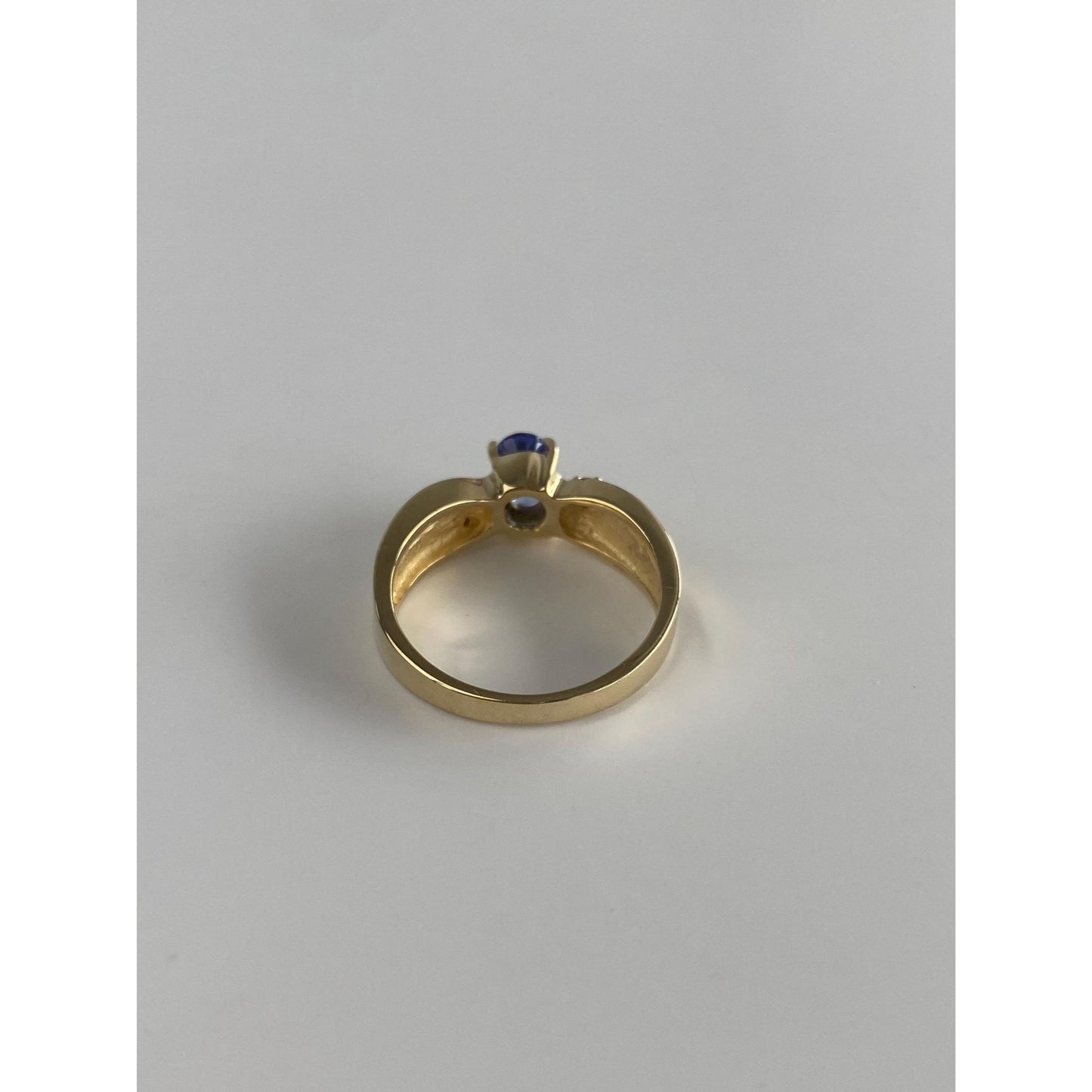 Solid 10k Yellow Gold Tanzanite Diamond Ring - Size 5.5