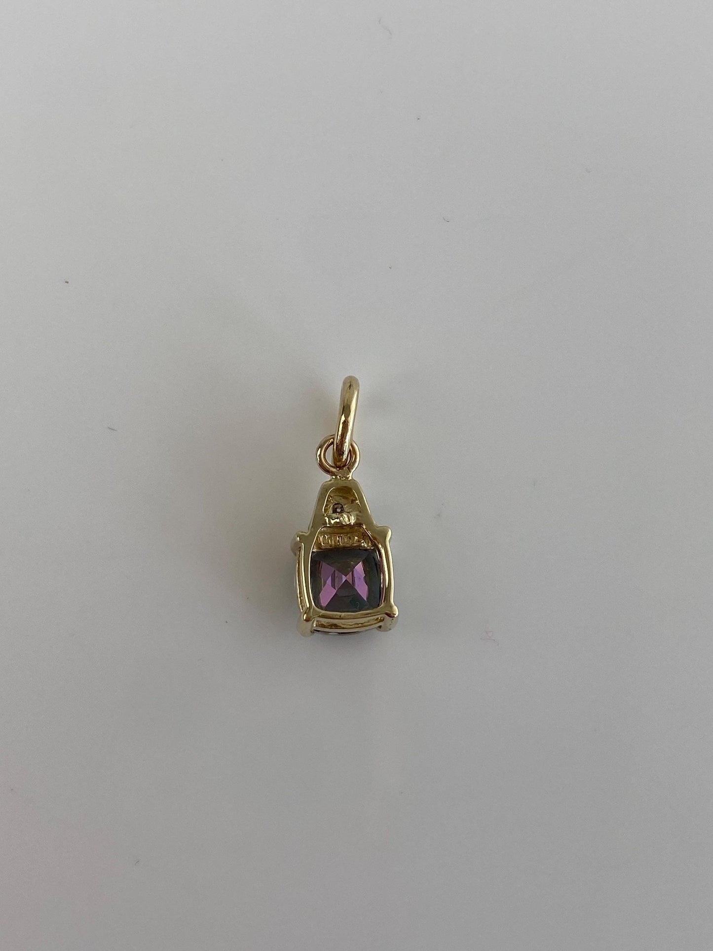 Vintage Solid 10k Yellow Gold Diamond Mystic Topaz Charm