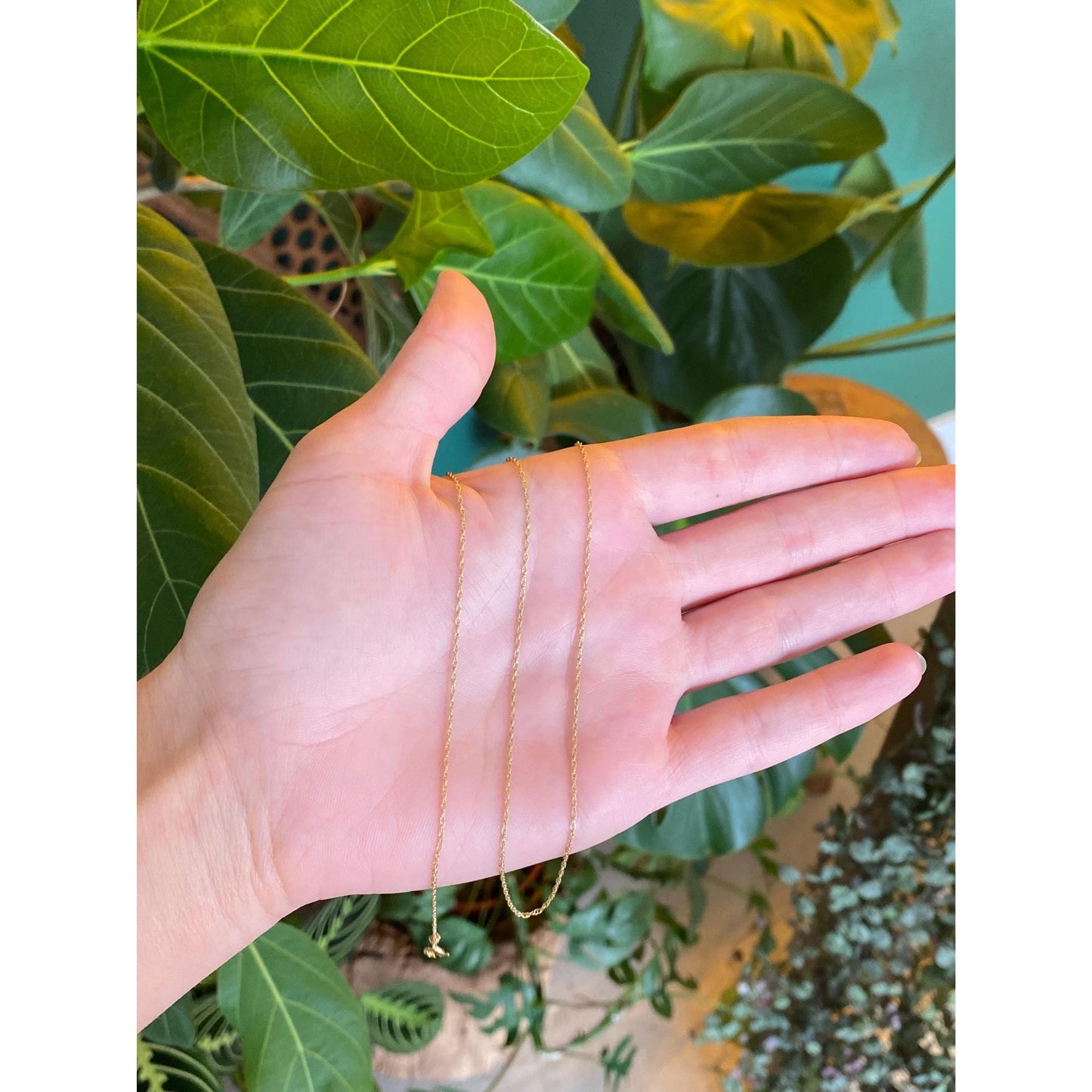 Vintage Solid 14k Yellow Gold Dainty Chain Necklace - 18.25 inches