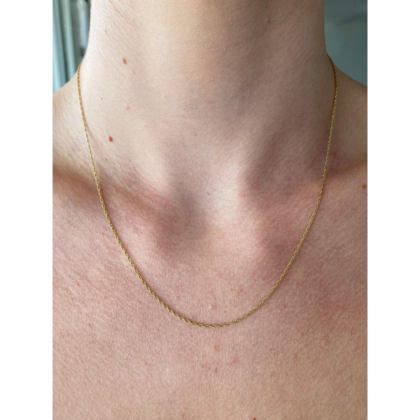 Vintage Solid 14k Yellow Gold Dainty Chain Necklace - 18.25 inches