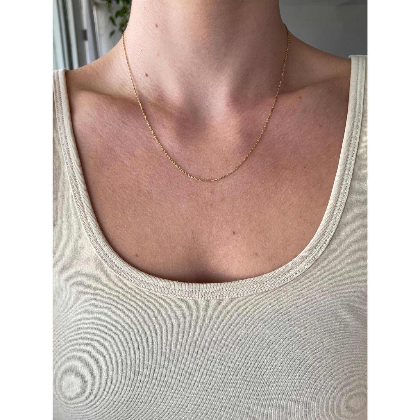 Vintage Solid 14k Yellow Gold Dainty Chain Necklace - 18.25 inches