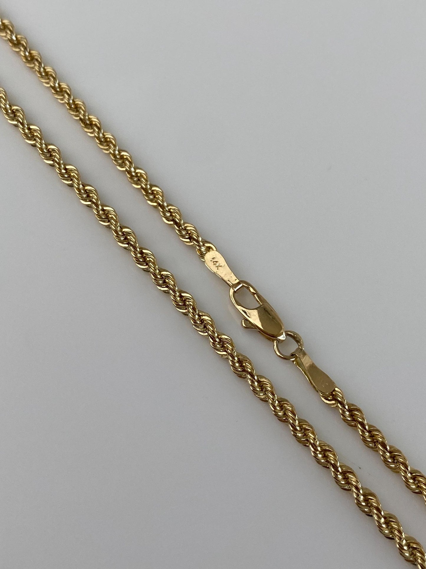 Vintage Solid 14k Yellow Gold Long Slim Rope Chain Necklace - 24 inches