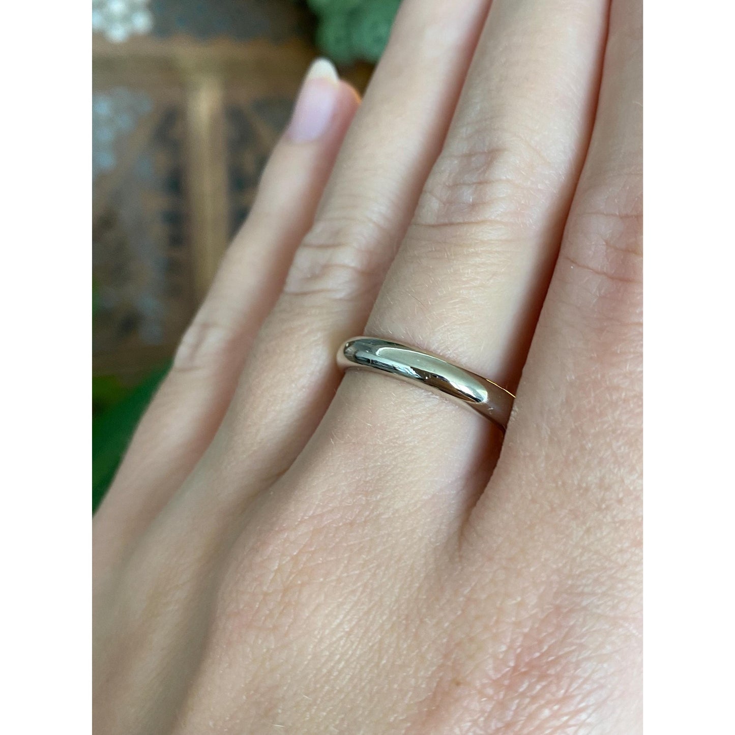 Vintage Solid 14k White Gold Ring Band - Size 8.25