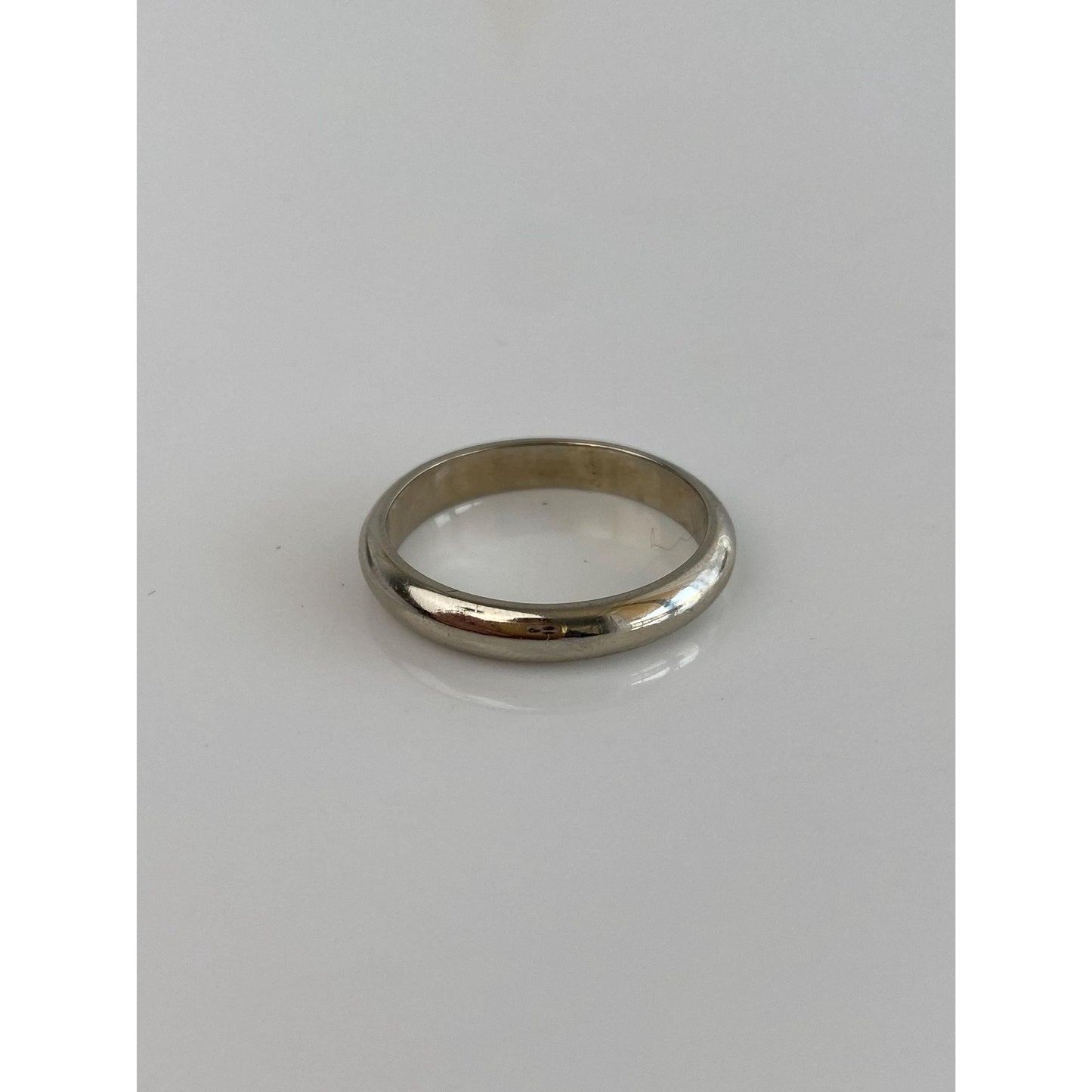 Vintage Solid 14k White Gold Ring Band - Size 8.25