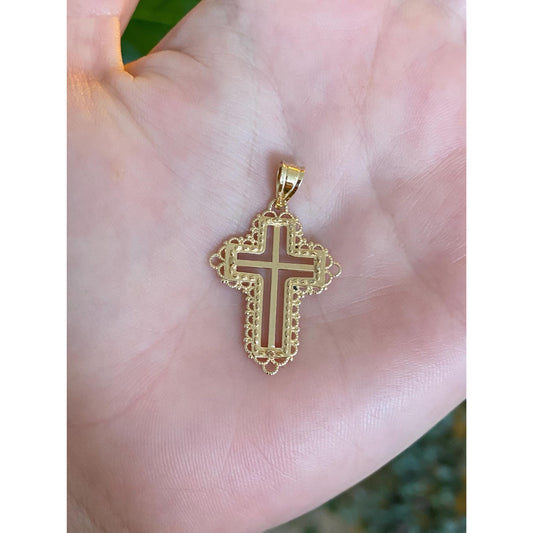 Vintage Solid 14k Yellow Gold Cross Charm