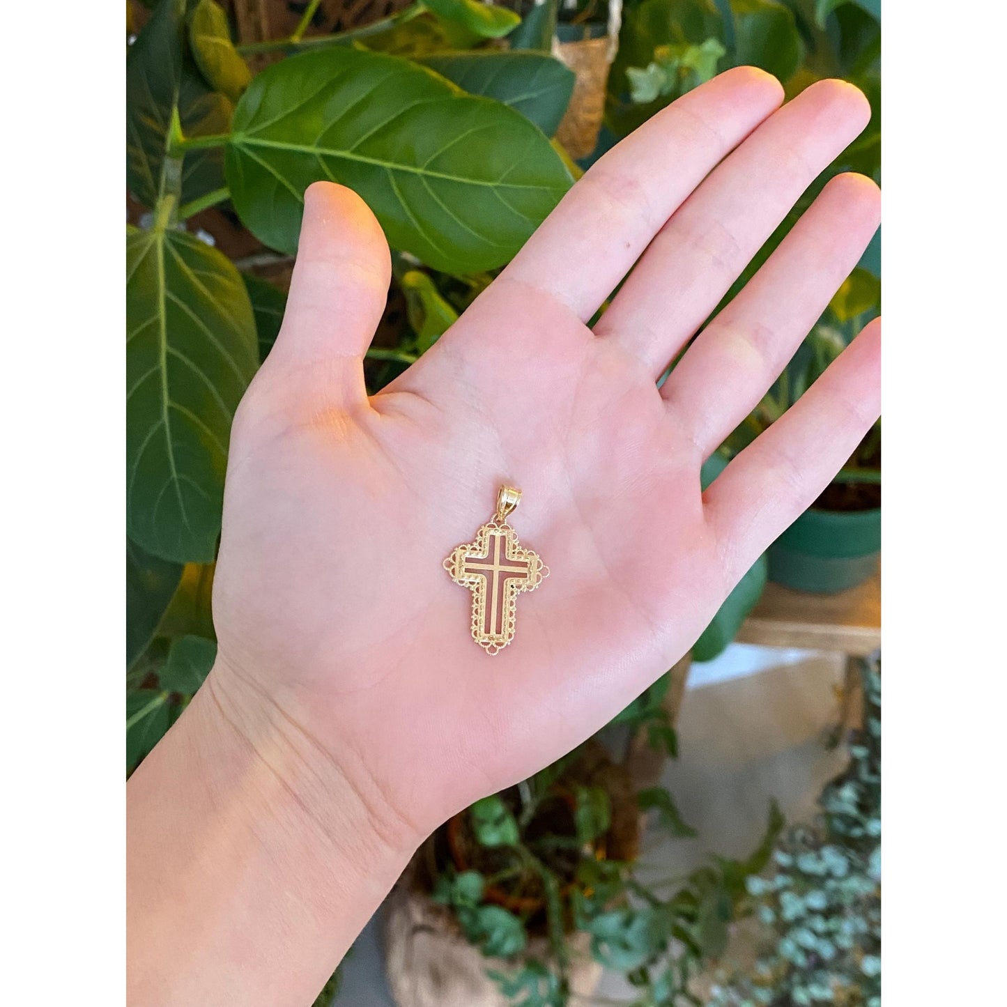Vintage Solid 14k Yellow Gold Cross Charm